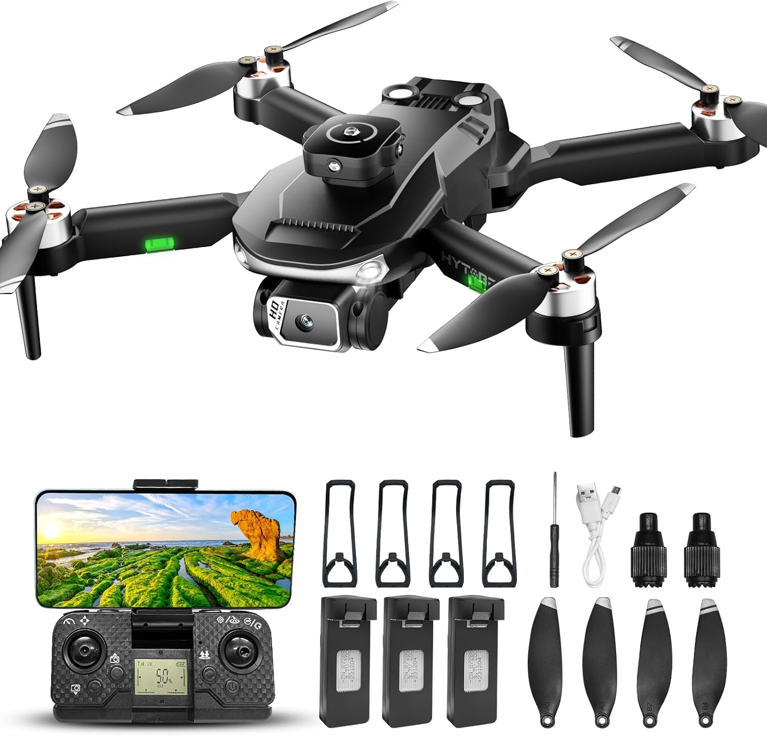 Detalle de S165 Drohne mit Kamera 1080P – 2-Kamera-System, 40 Minuten Flugzeit, 3 Akkus, 5G WiFi