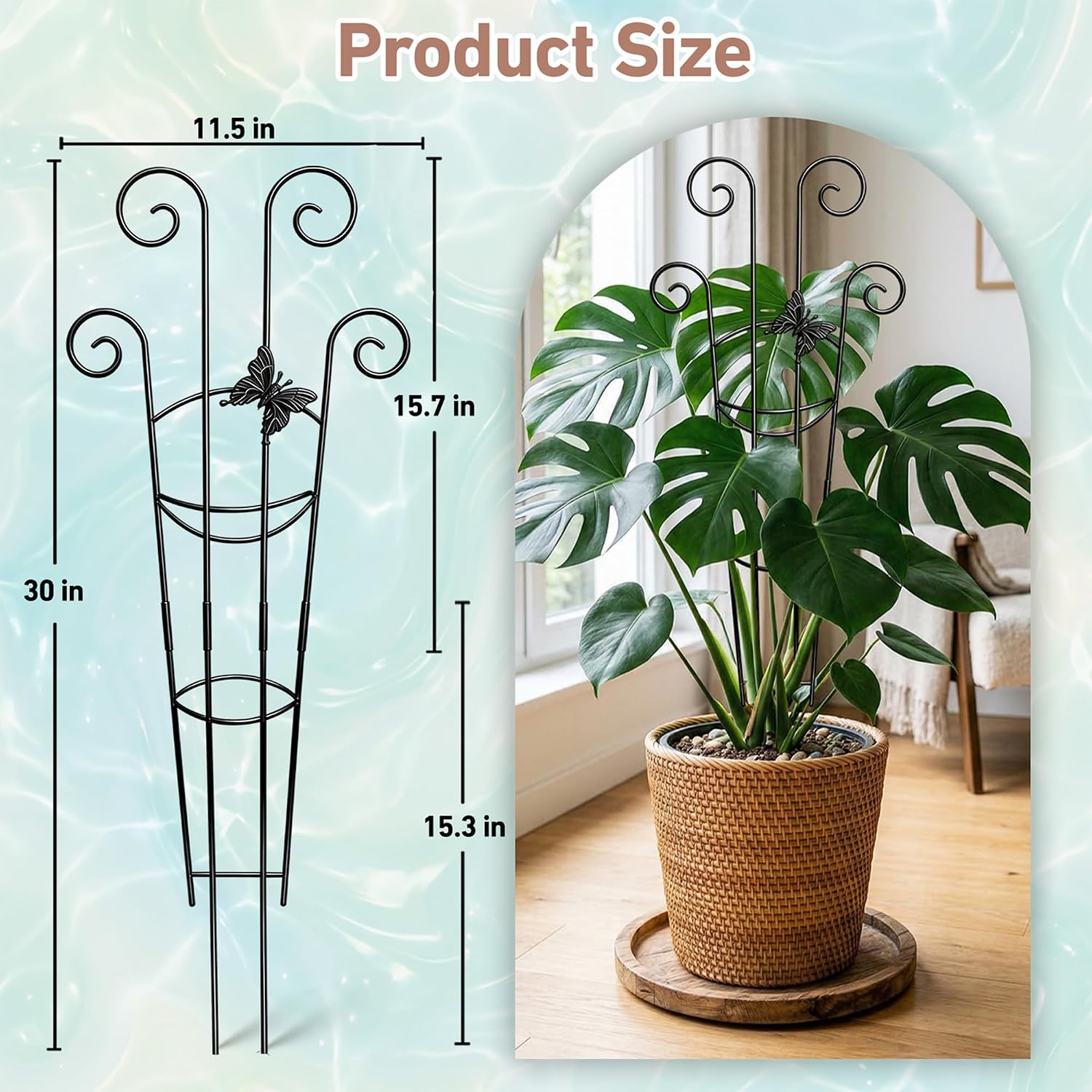 Detalle 2 de COVERTIFY TPJ13 32-inch Butterfly Plant Trellis, Rust-Resistant Metal, 2-Pack