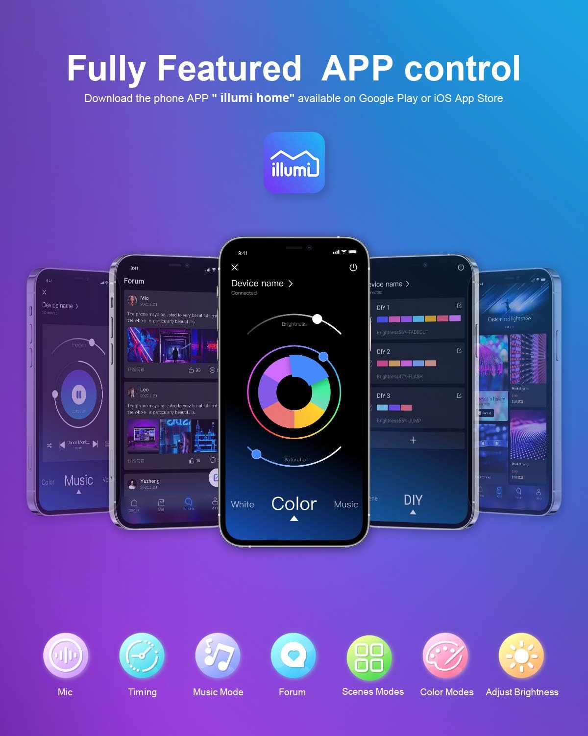 Detalle de Nexillumi 10M Smart Bluetooth LED Strip Lights (RGB) with App, Remote & Music Sync
