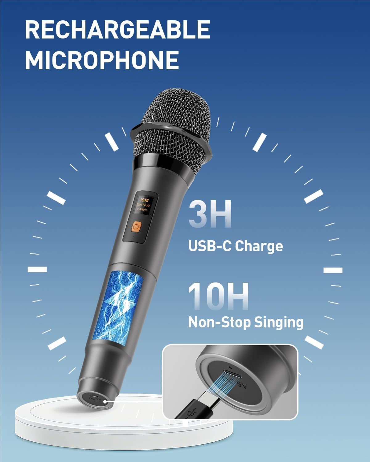 Detalle 2 de VERKB T-09 Karaoke Machine, 200W Speaker, 3 Wireless Mics, Bluetooth 5.3
