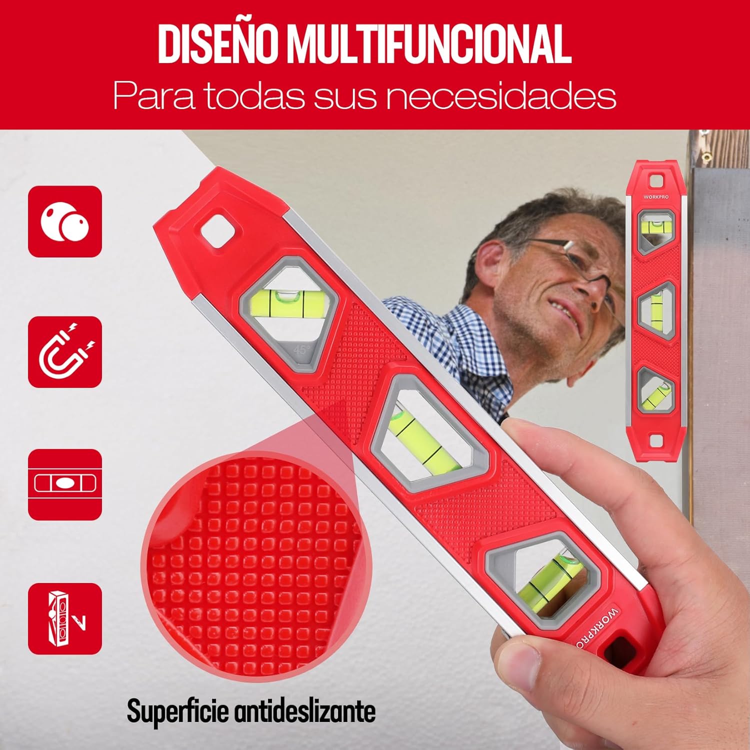 Thumbnail 5 de WORKPRO Nivel de Burbuja Magnético 23 cm