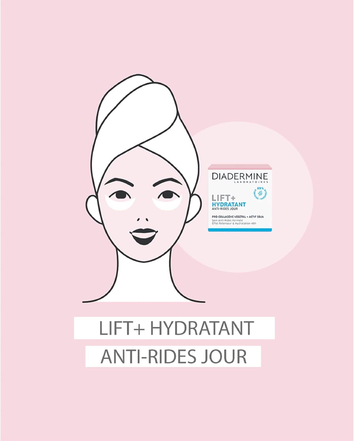 Detalle de Diadermine Lift+ Hydratant Crème Jour Visage – Soin anti-rides Ultra Fermeté, Pro-Collagène végétal et soja, 50 ml