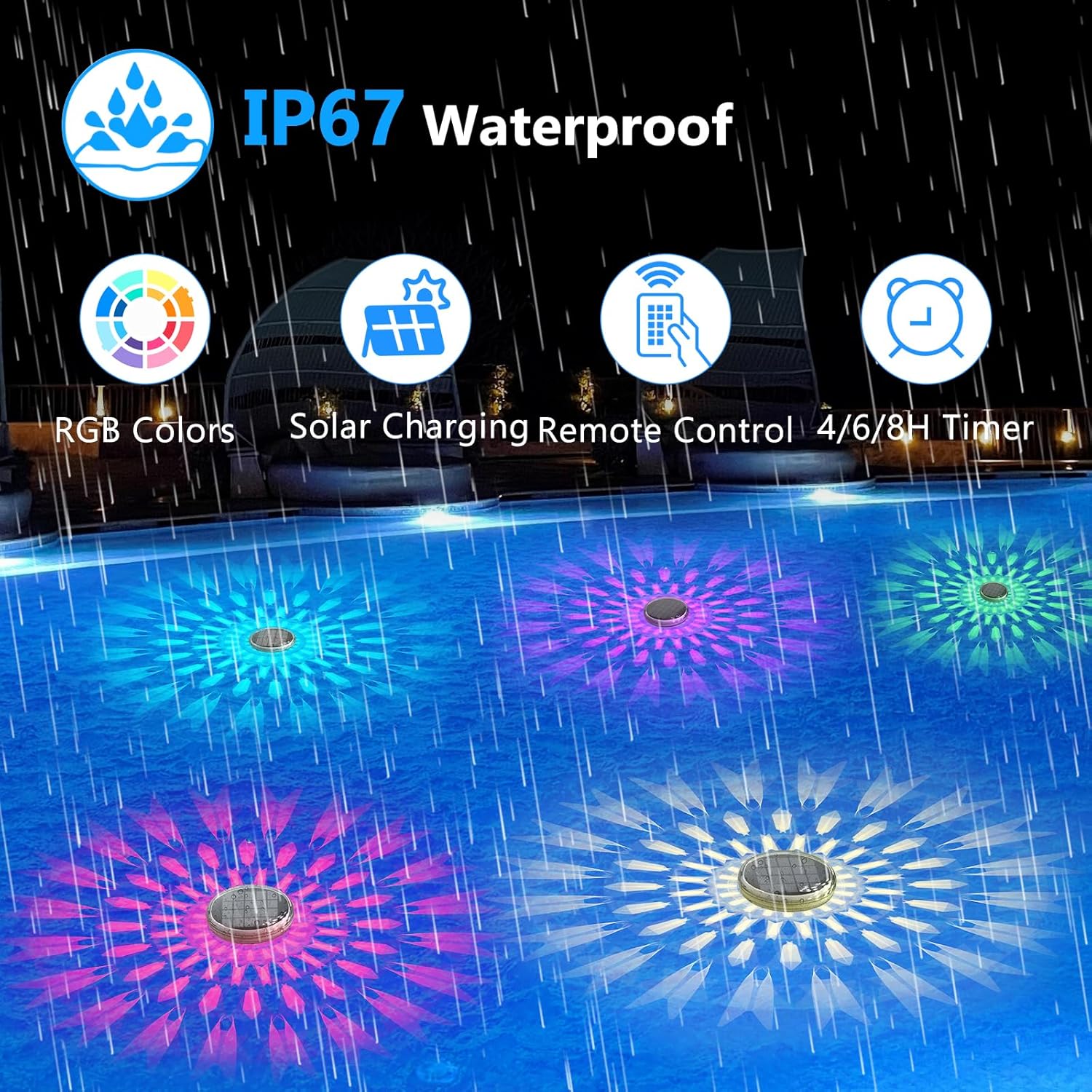 Thumbnail 3 de Kitloo Solar Floating Pool Lights 2 Pack