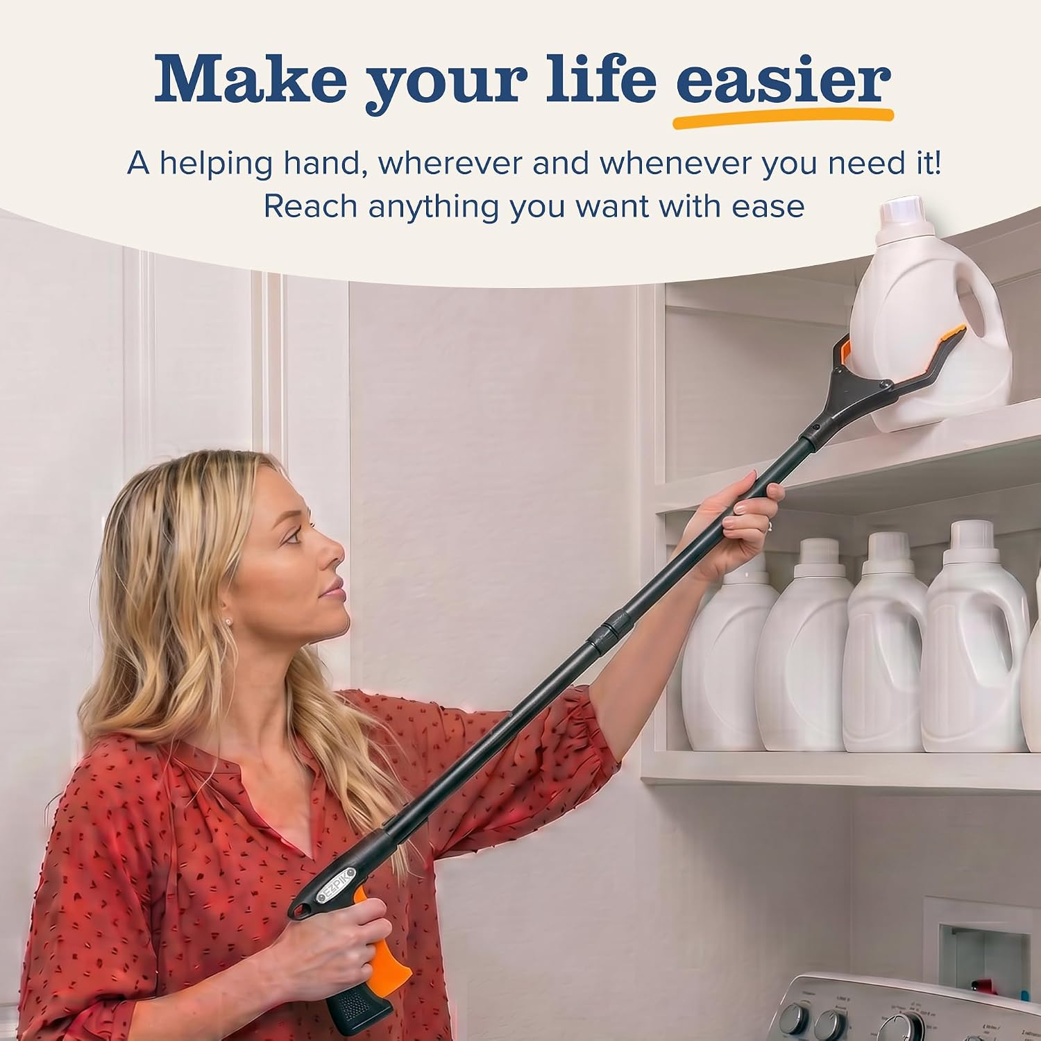 Detalle de EZPIK 32" Foldable Litter Picker-Grabber (2 Pack) – Heavy-Duty, Lightweight Reach Aid with Rotating Head and Magnetic Claw