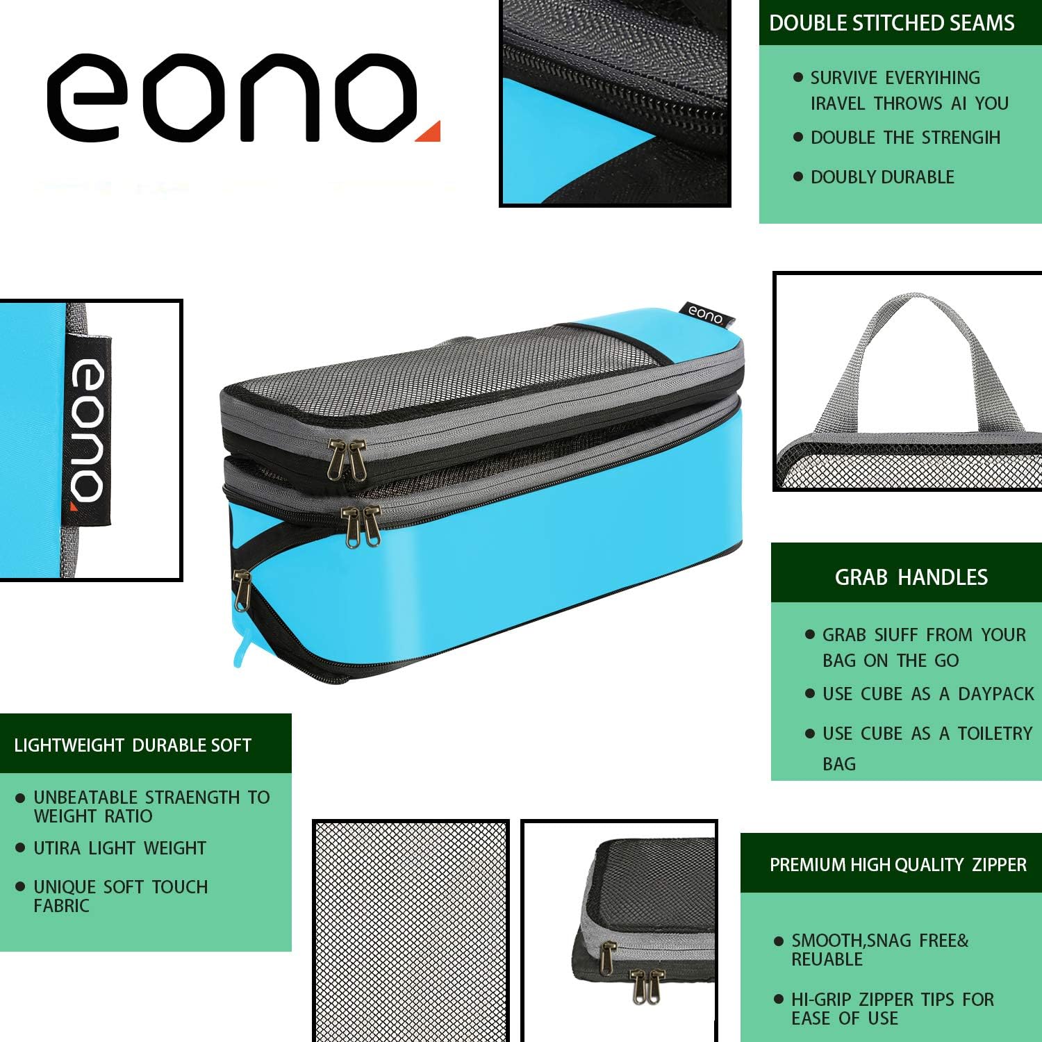 Thumbnail 5 de Eono Essentials Komprimierbare Packwürfel 6-teilig Blau