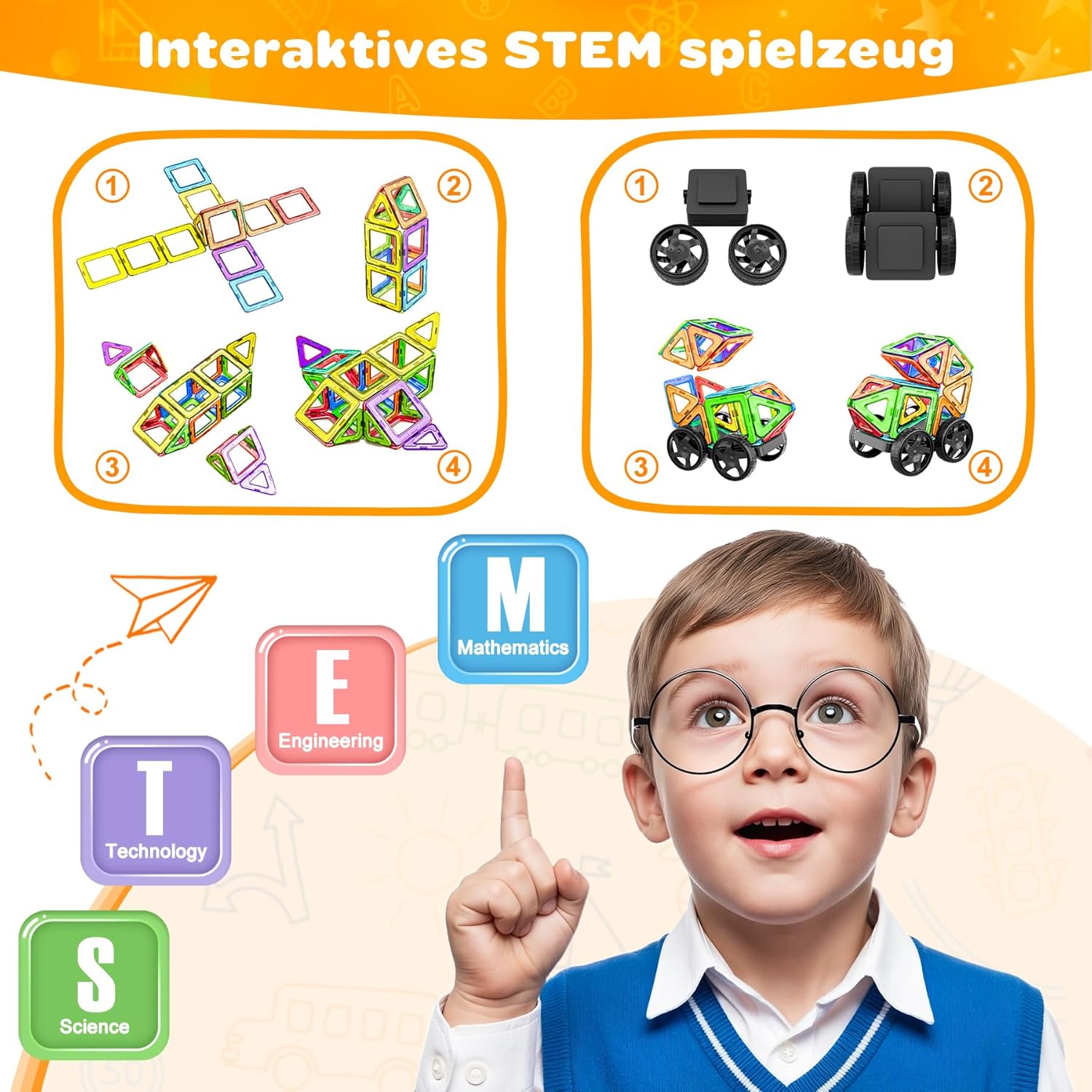 Thumbnail 4 de COOLJOYA Magnetische Bausteine mit 136 Teilen – magnetisches STEM-Spielzeug ab 3 Jahren