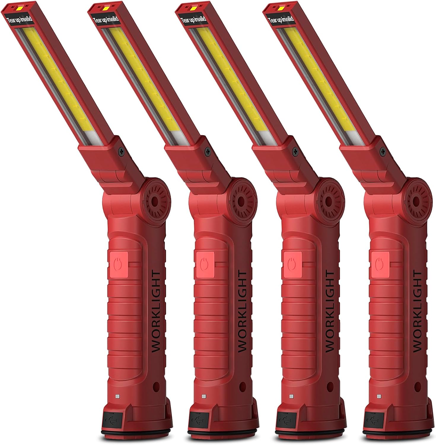 Detalle de Coquimbo LED Arbeitsleuchte Werkstattlampe – 4 Stück, Rot, USB wiederaufladbar