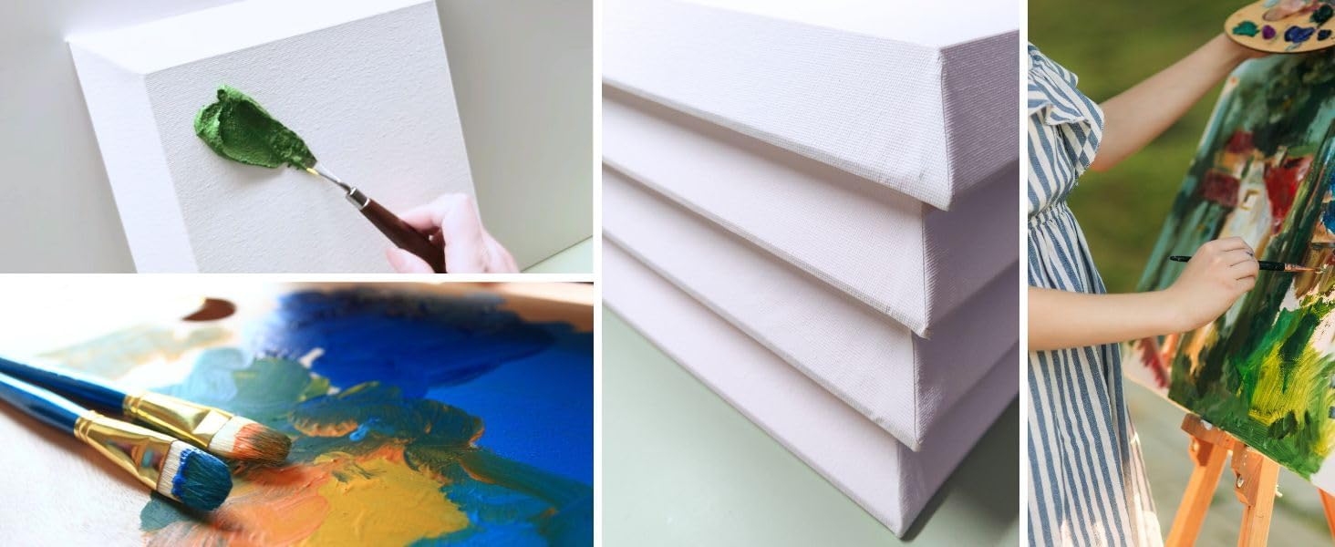 Thumbnail 6 de EXERZ 30x40cm Bevelled Edge Pre-Stretched Canvas 4pk – 100% Cotton, Wooden Frame