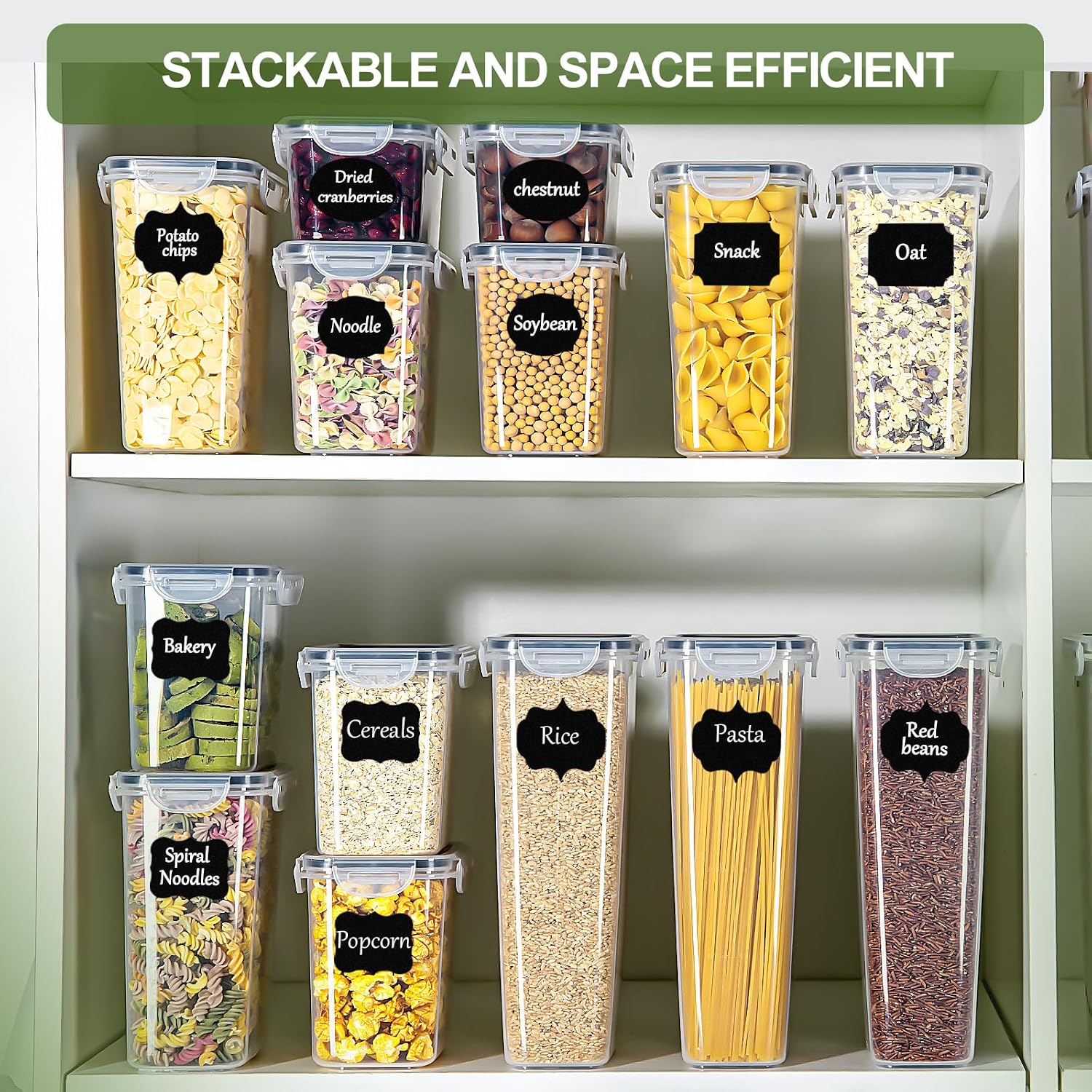 Detalle de Vorratsdosen mit Deckel Luftdicht – Set aus 16 BPA-frei, stapelbar, 2,0 l/1,4 l/0,8 l