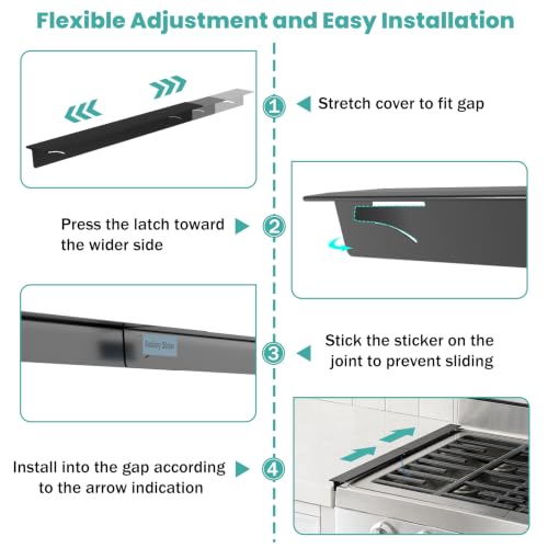 Thumbnail 6 de LIFFEE Stove Gap Covers 2PCS — Stainless Steel Gap Filler (13.8'' to 27.5'')