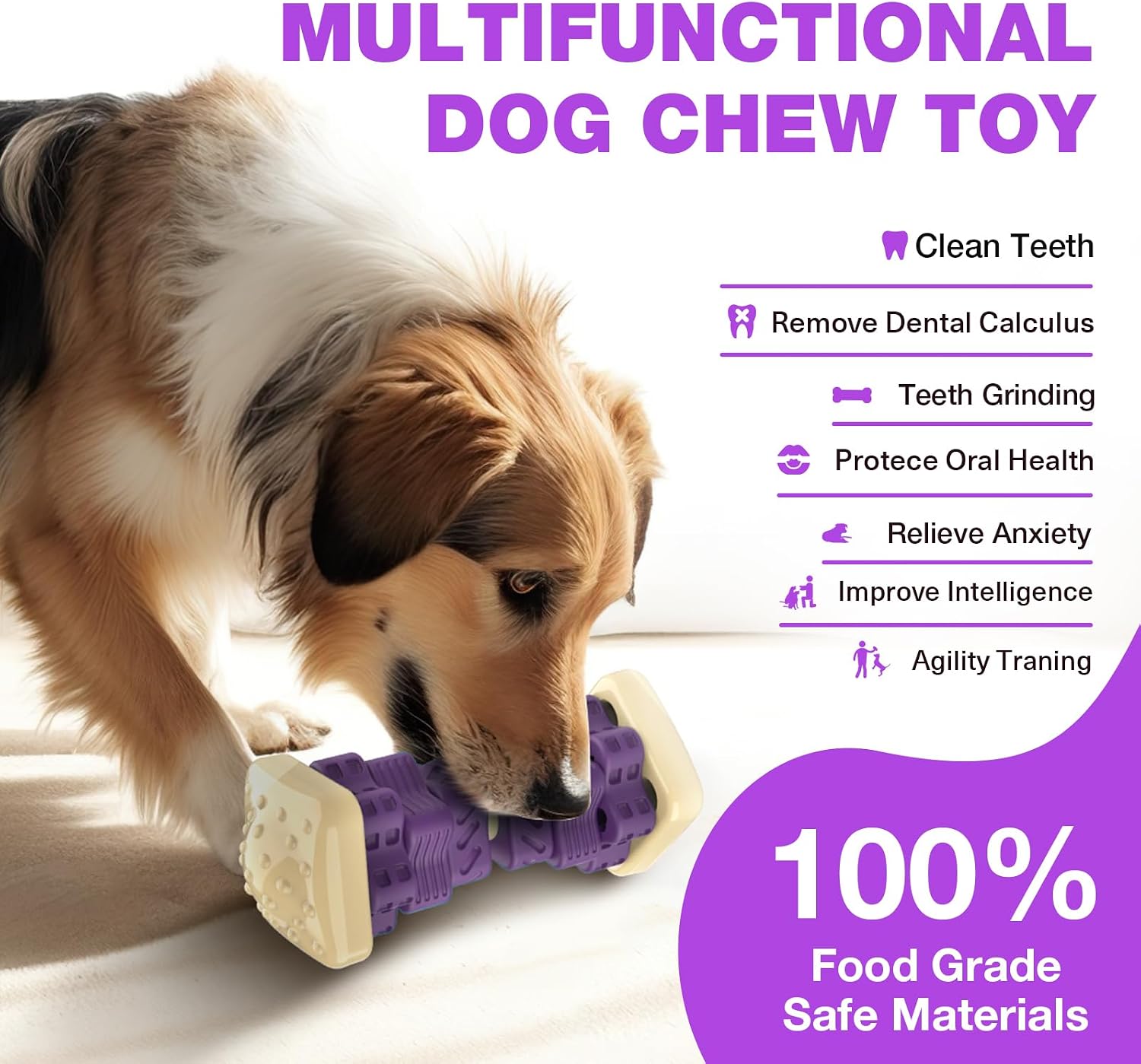 Thumbnail 1 de RUXAN Indestructible Dog Toy for Large & Medium Breeds – Purple