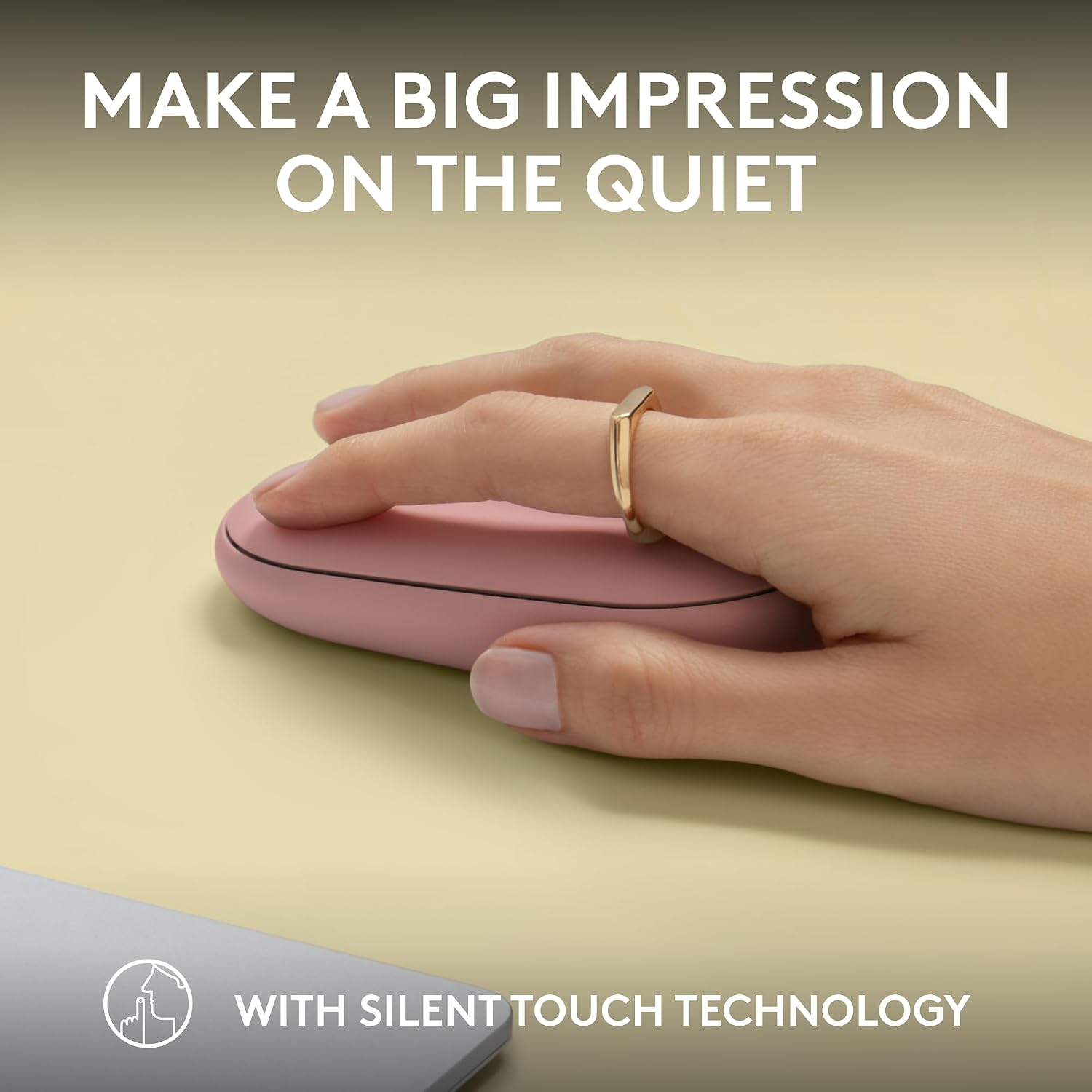Detalle de Logitech Pebble Mouse 2 M350s Slim Bluetooth Wireless Mouse (Rose)
