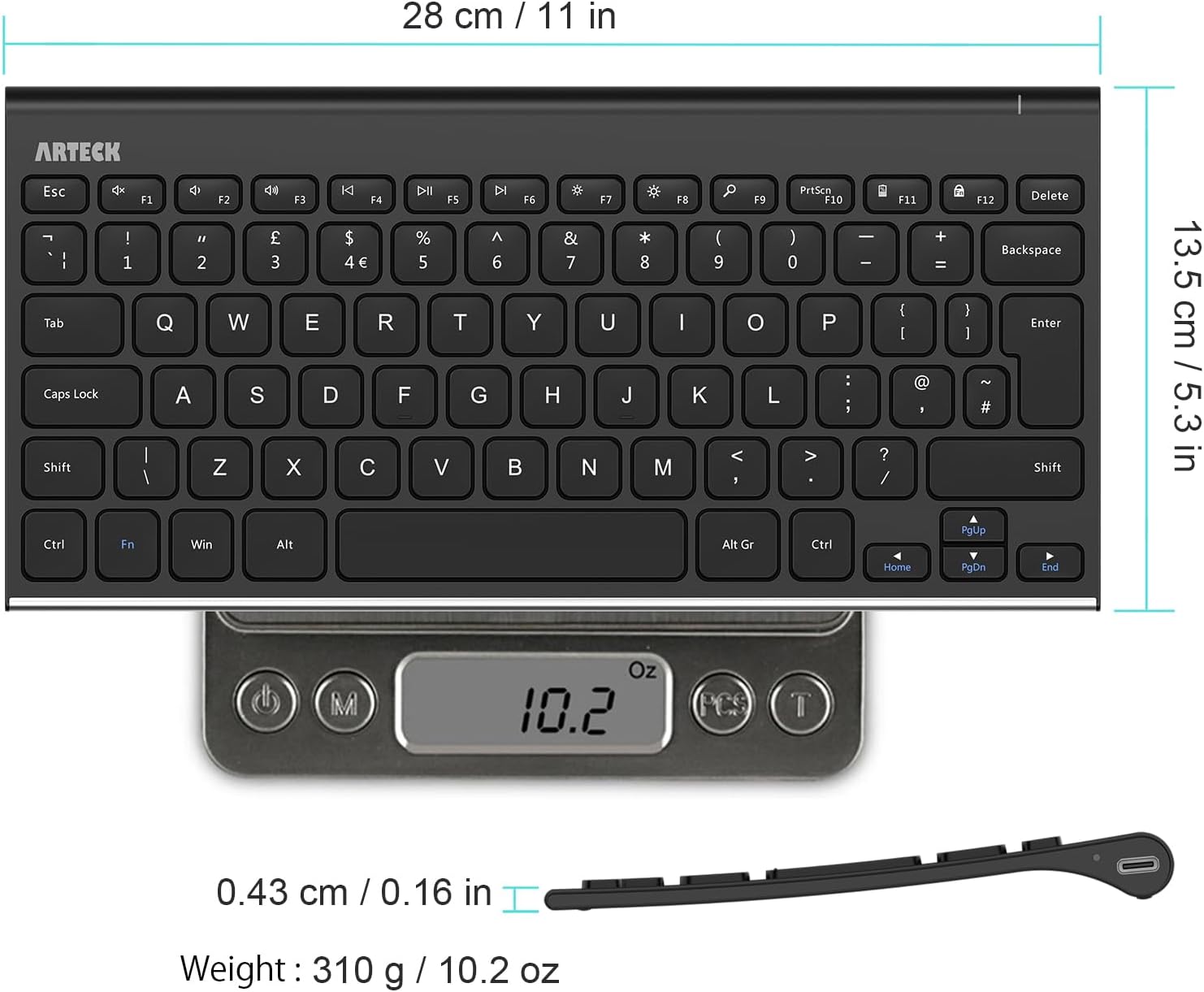 Thumbnail 5 de Arteck 2.4G Wireless Stainless Steel Keyboard 6‑Month Battery ⌨