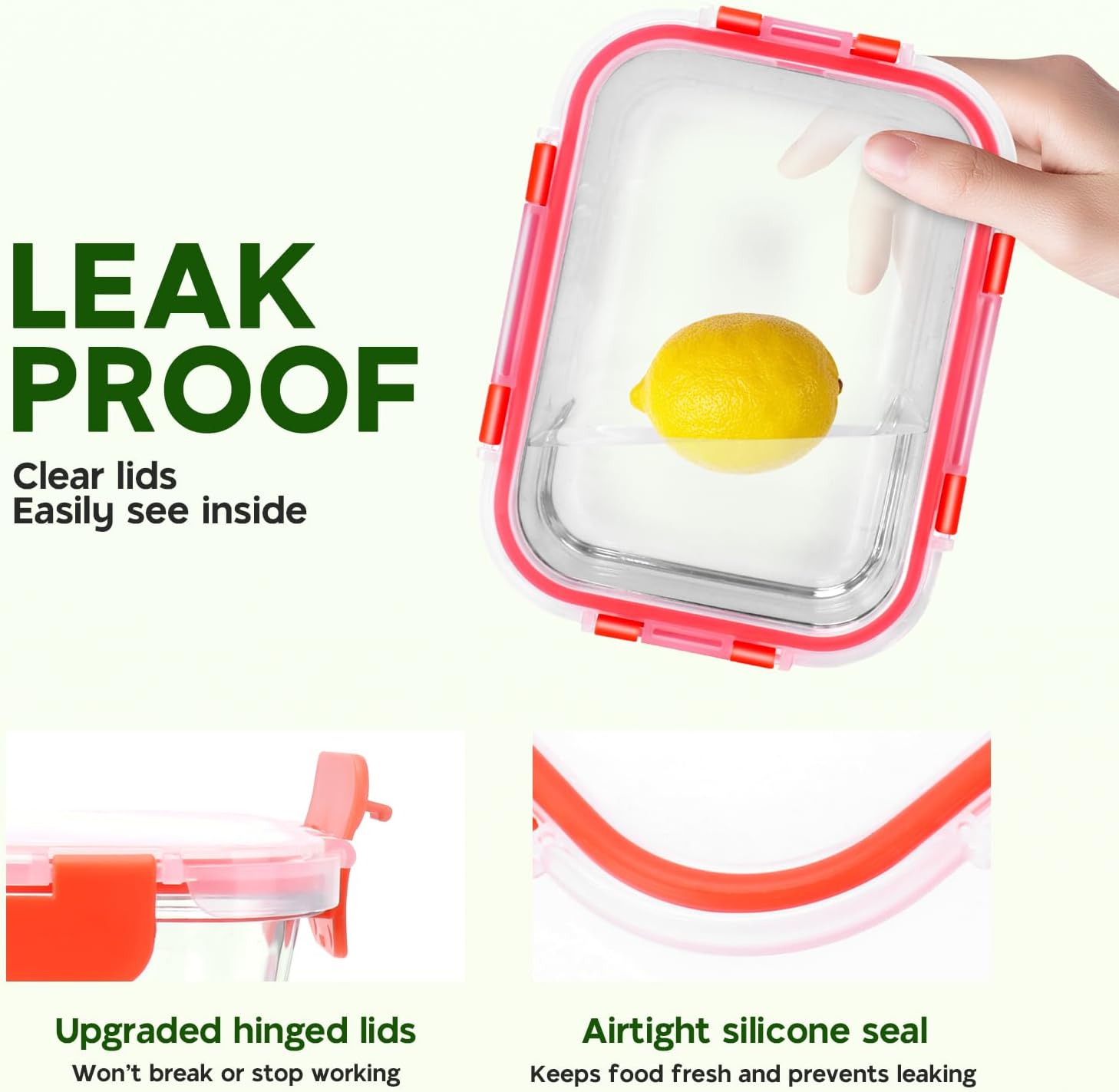 Thumbnail 2 de MEETOZ 10 Pack Glass Meal Prep Containers