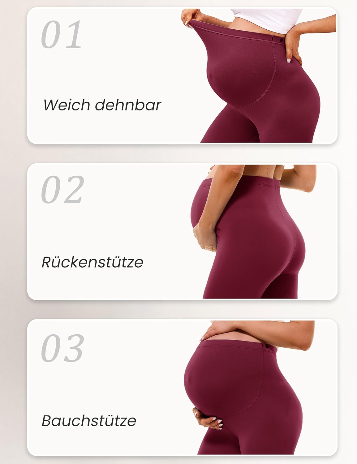 Thumbnail 5 de BAYDI Creamlush Umstandshose kurz (13 cm) – atmungsaktive Schwangerschaftsleggings mit verstellbarem Bauchbund