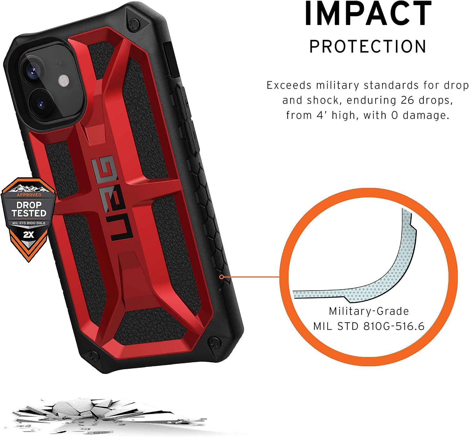 Detalle 2 de URBAN ARMOR GEAR UAG-IPH20S-P-CR iPhone 12 mini用耐衝撃ケース MONARCH クリムゾン