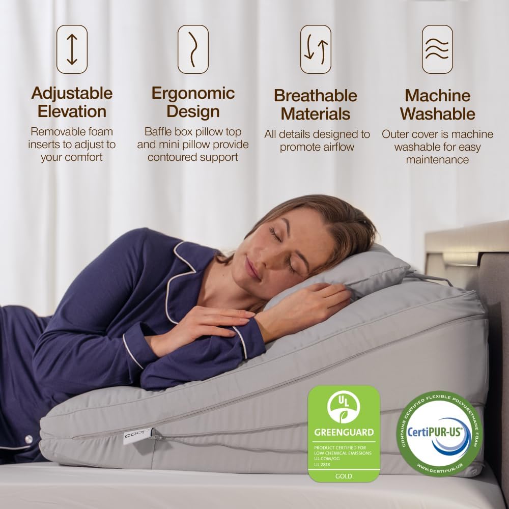 Detalle de Coop Home Goods CPL030OS-00 Adjustable Wedge Pillow with Memory Foam Top
