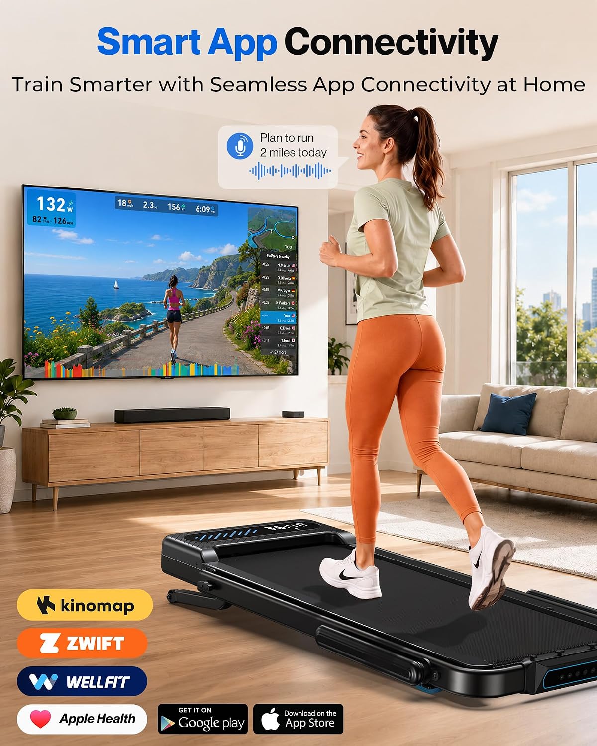 Detalle de WELLFIT TM037PRO Walking Pad with 12% Auto Incline, Handlebar and 3.5HP Motor