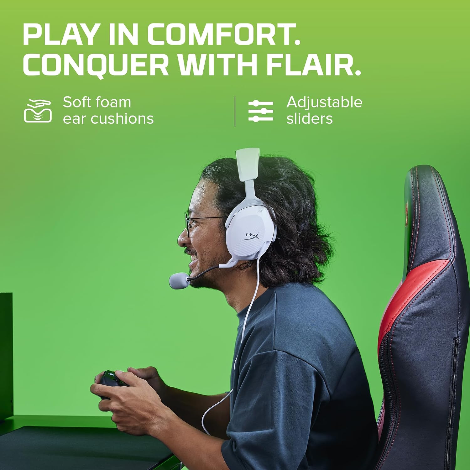 Detalle de HyperX CloudX Stinger II Core: cuffie gaming con microfono e cavo 3,5 mm per Xbox (bianco)