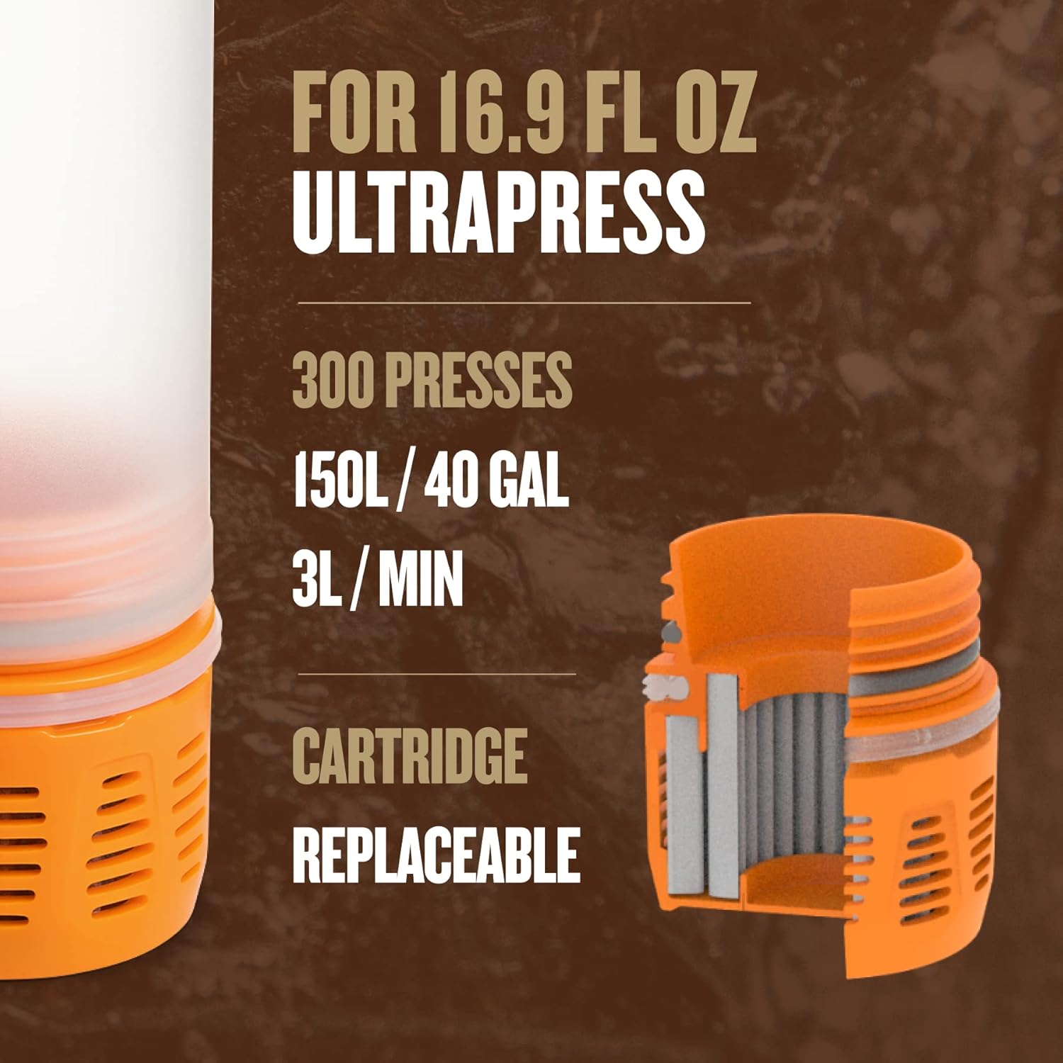 Detalle de Cartouche filtrante de rechange GRAYL UltraPress Orange
