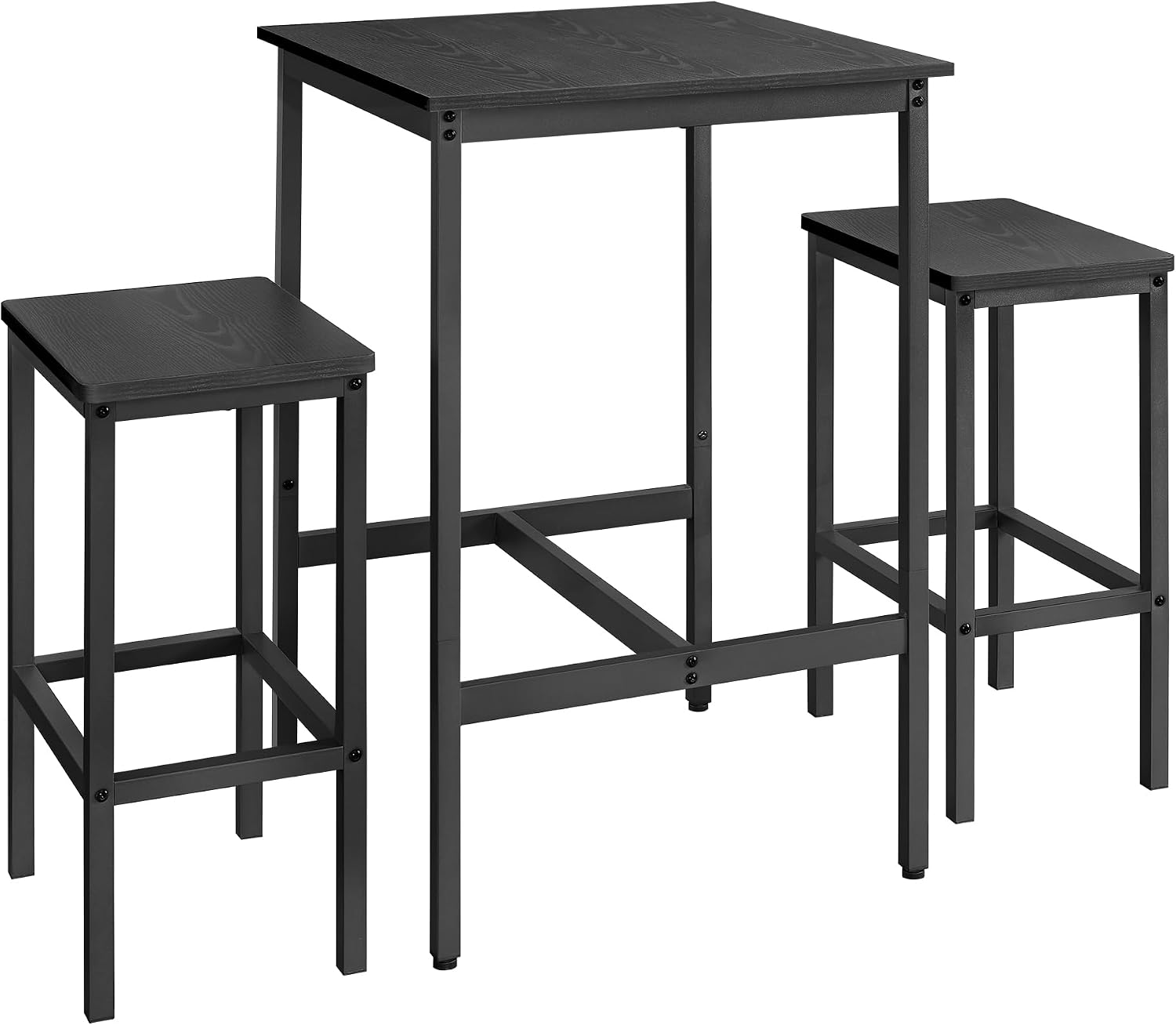 VASAGLE tavolo da bar con sgabelli LBT017B56, set cucina 60 x 60 x 90 cm con 2 sgabelli