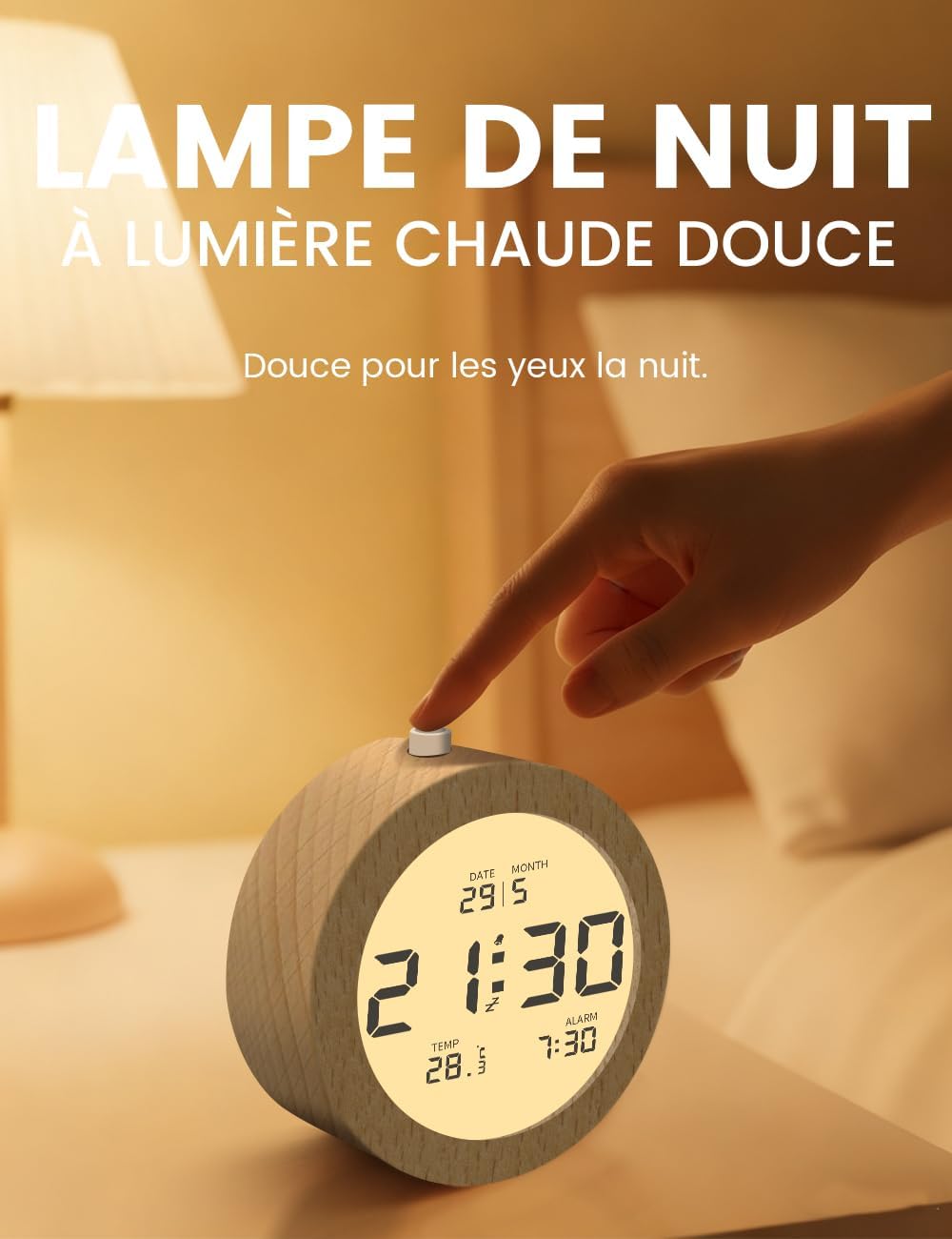 Thumbnail 4 de aboveClock Réveil Numérique bois 9,6 cm