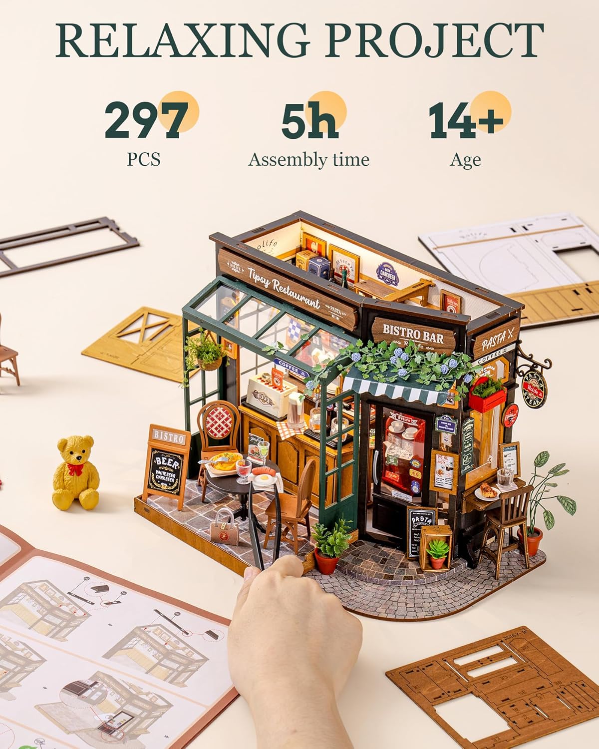 Thumbnail 1 de Rolife Tipsy Restaurant maison miniature 238 mm 🧩