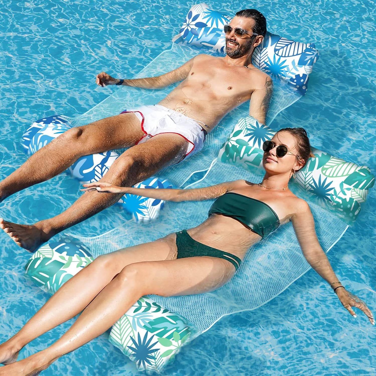 Detalle de Elidepe Luftmatratze Pool XL – 4-in-1 Wasserspielzeug, Hängematte & Lounge für 2 Stück