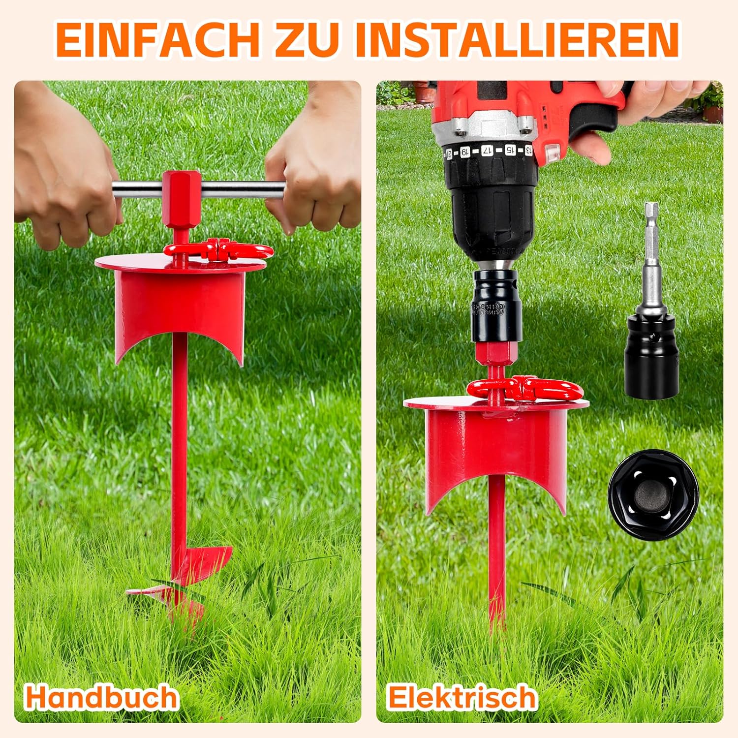 Thumbnail 2 de Bodenanker Hund mit Lock-Cap – 43 cm, rostfreier Anlegepflock mit 4 mm Stahlseil und 360° Drehhaken