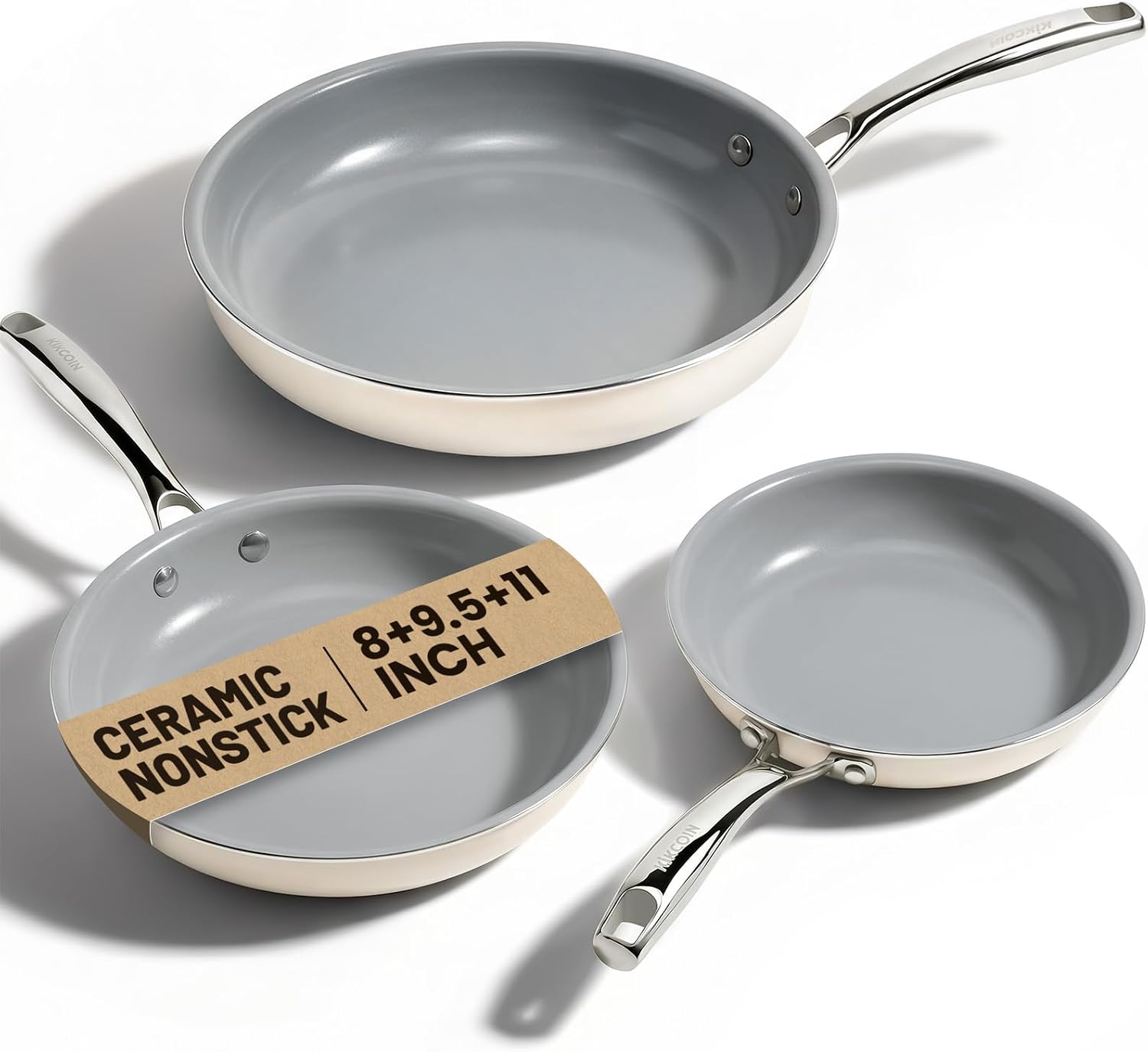 Detalle de Kikcoin Ceramic Frying Pan Set 3-Piece