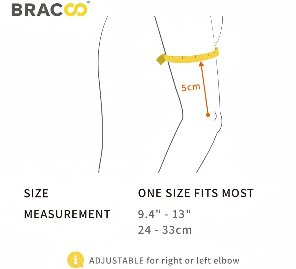 Detalle 2 de BRACOO Elbow Support Brace (ES10) – Adjustable Neoprene Sleeve for Tennis, Golf, Pickleball & Gym