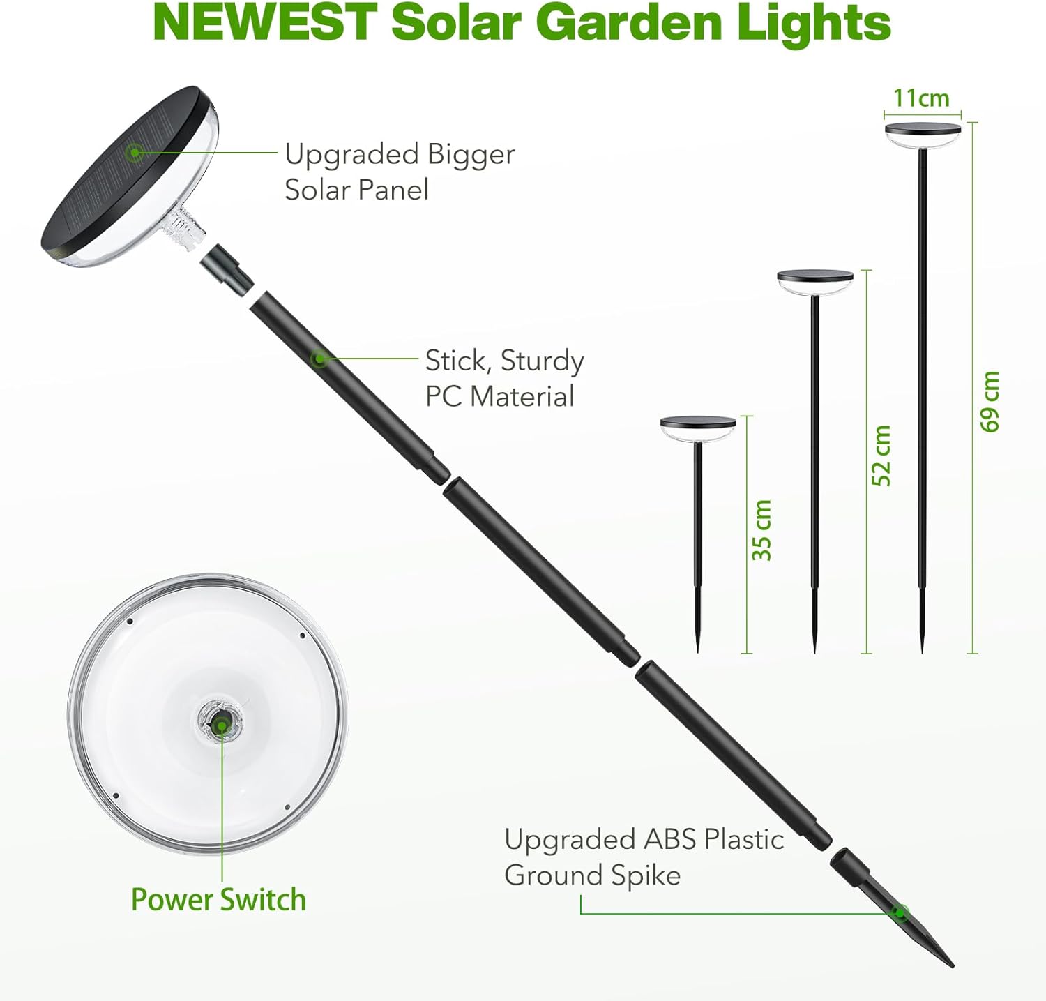 Thumbnail 4 de GEARLITE solar garden lights 4-pack (IP65, 1000mAh battery) for paths, patios and yards
