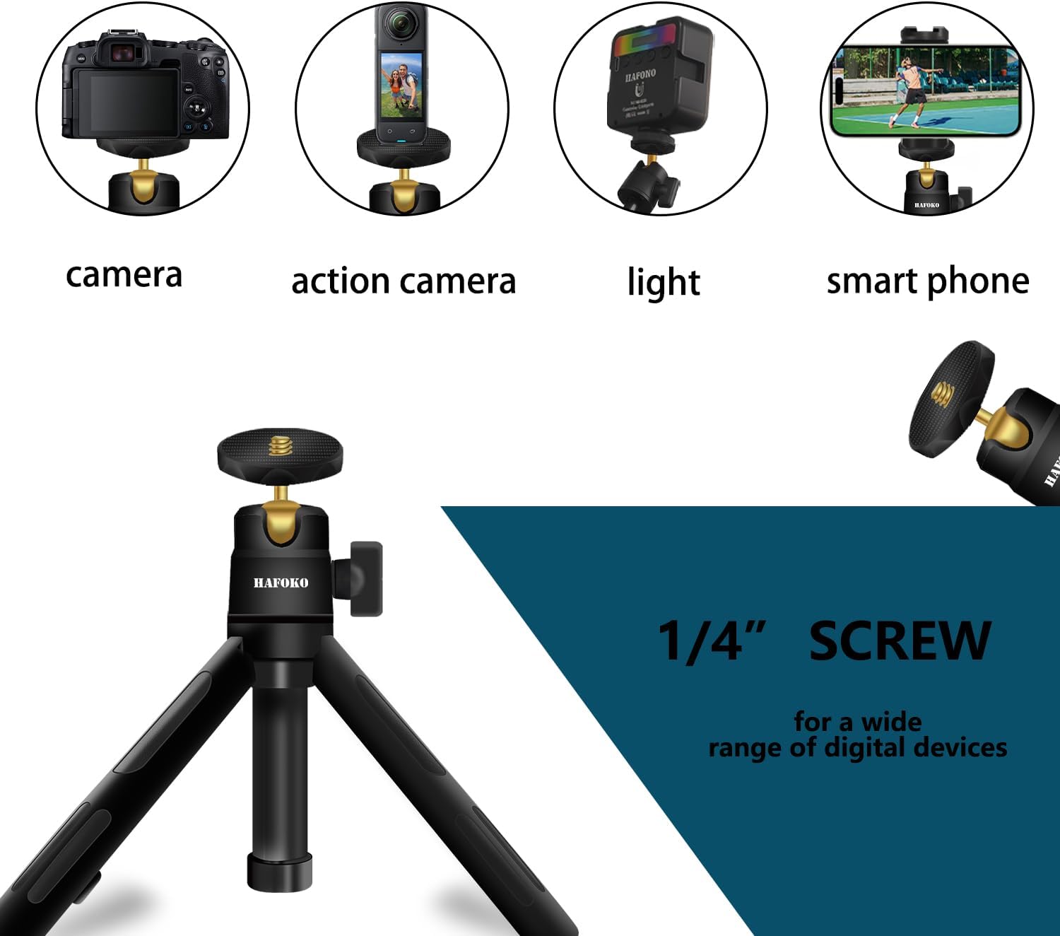 Detalle 2 de HAFOKO ST-08 mini camera tripod 2 kg support