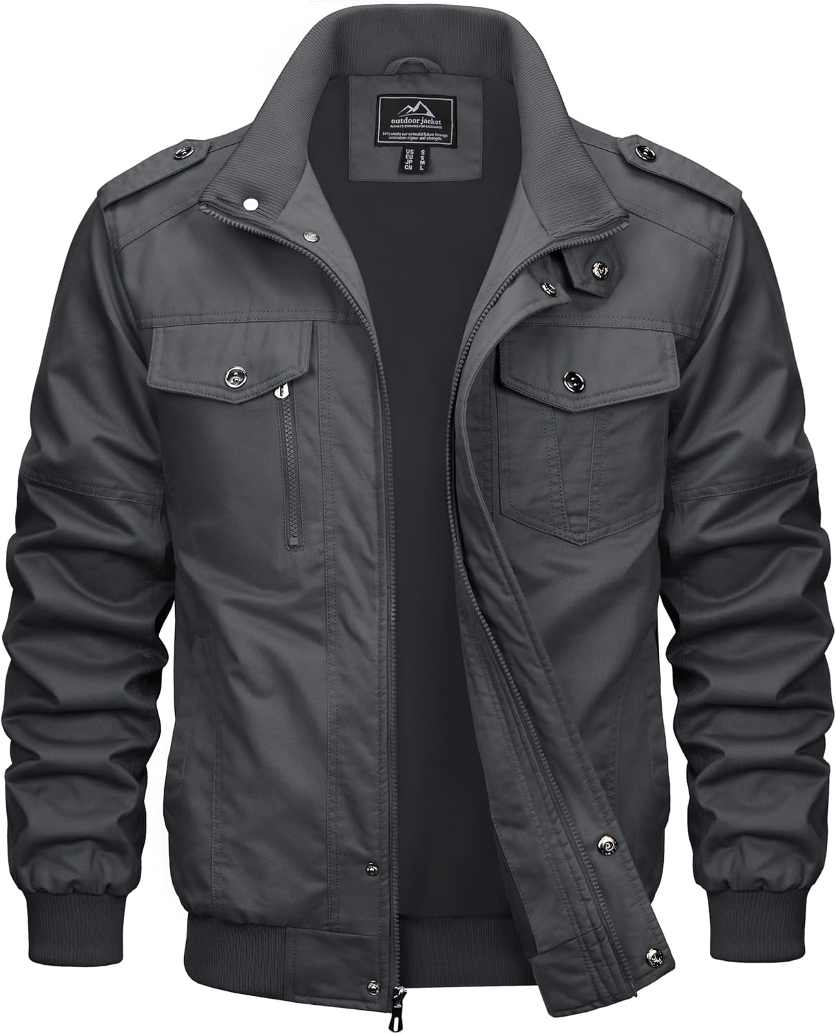 Detalle de MAGCOMSEN Übergangsjacke für Herren – winddichte Cargo Outdoorjacke mit Stehkragen und mehreren Taschen