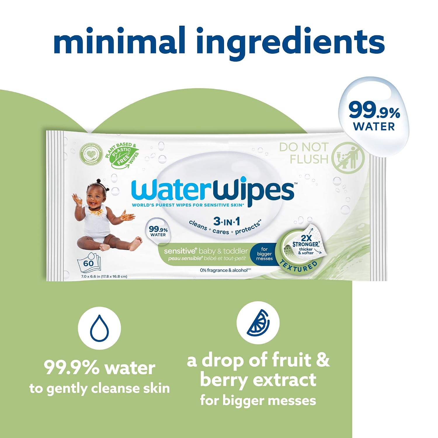 Detalle de WaterWipes Sensitive+ wipes 540 count