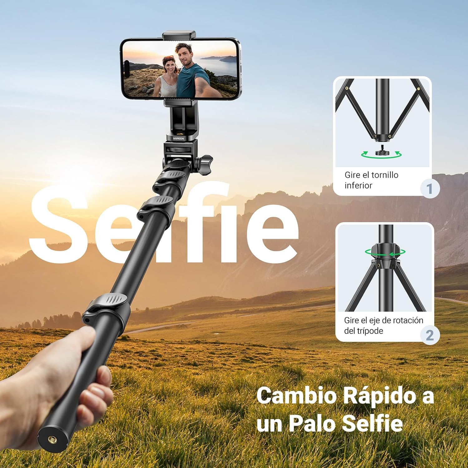 Thumbnail 3 de UGREEN Selfie Stick Trípode 3 en 1 Extensible 170 cm