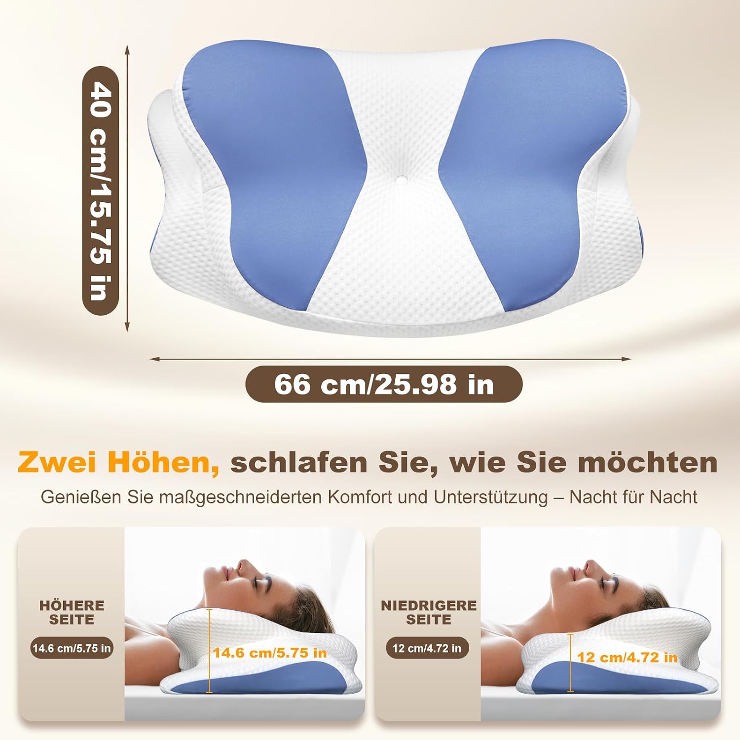 Thumbnail 2 de Asbtos Nackenkissen Memory Foam 66 x 40 x 14 cm