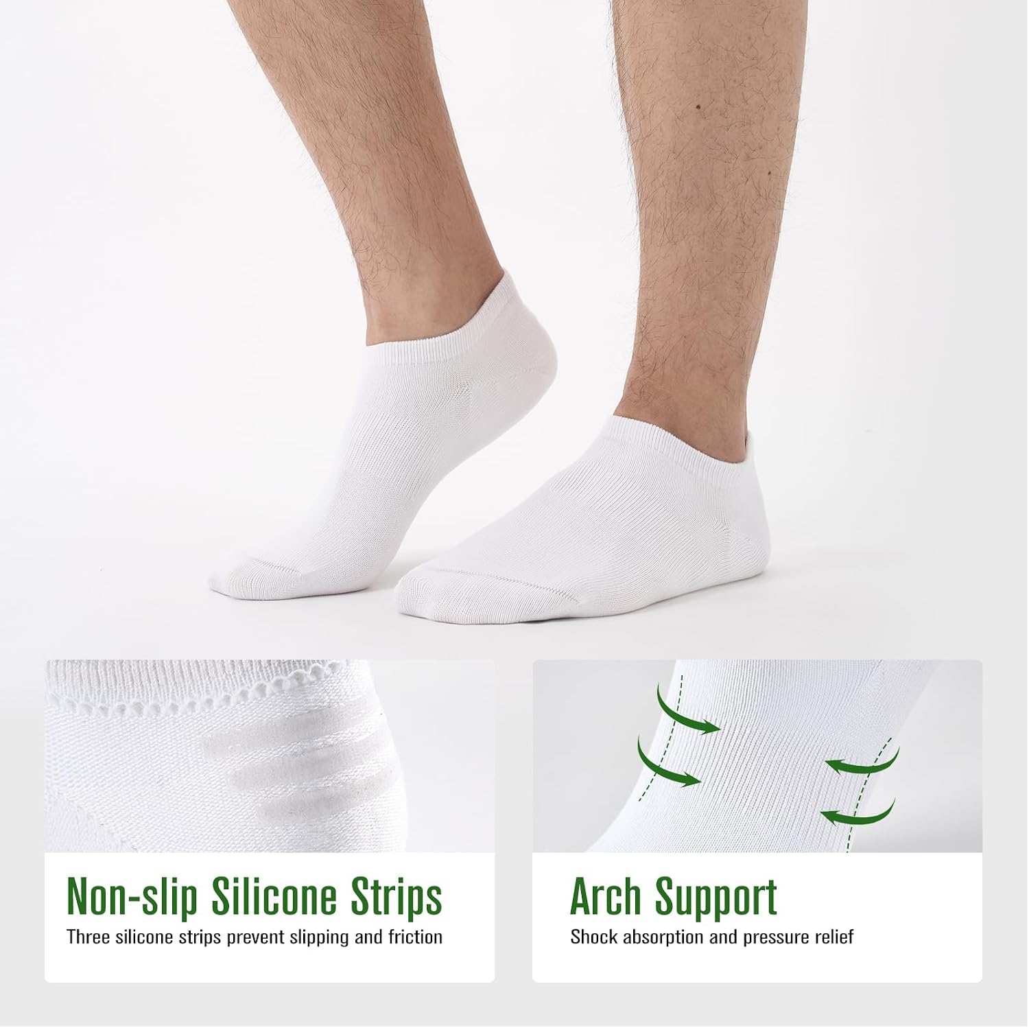 Thumbnail 4 de Niorasen Men’s No-Show Socks, 6 Pairs, Bamboo Rayon with Silicone Heel Grips