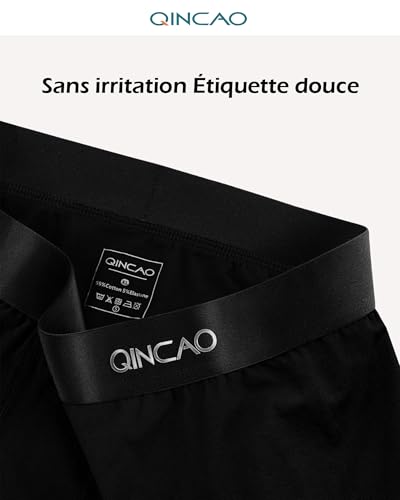 Detalle de QINCAO Boxers Homme Lot de 6 Coton sous-vêtement Fitted Trunk Noir L – Doux, Confort et Bon Rapport Qualité-Prix