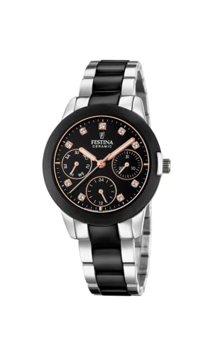 Detalle de Festina Montre Femme Analogique en Acier Inoxydable 316L Noir