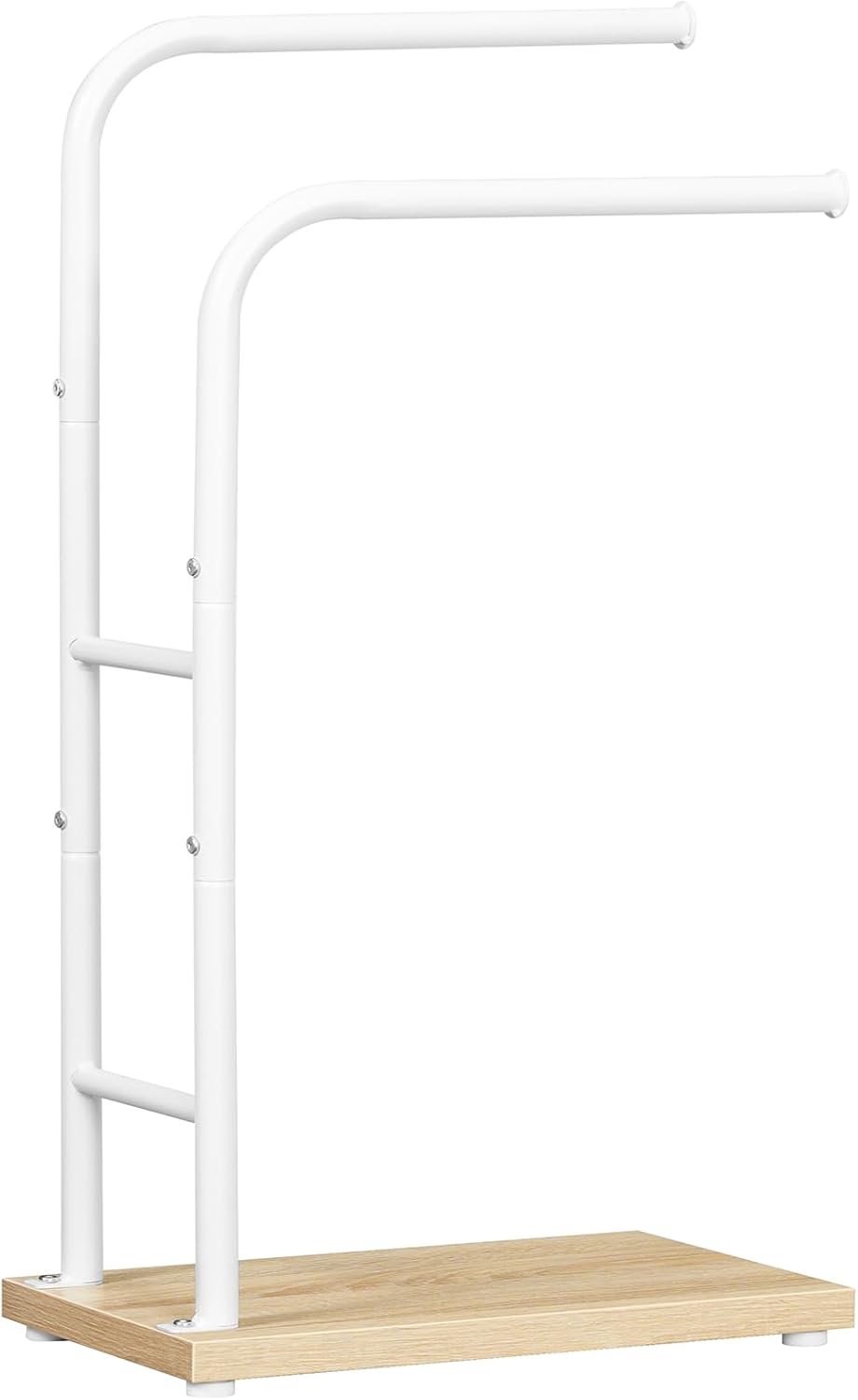 Detalle de HOOBRO Portasciugamani da Terra con 2 Braccia EWN24LB01G1 – stabile, 40 x 24 x 80,5 cm, bianco e legno naturale