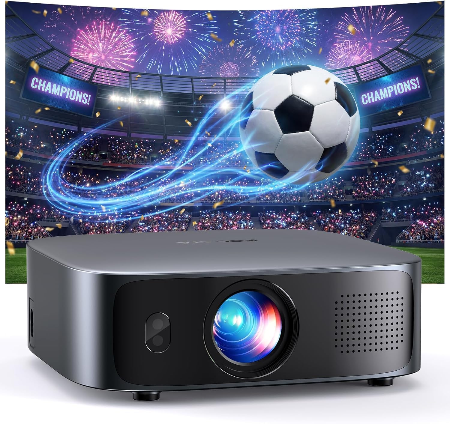 Detalle de Smart Beamer 4K kompatibel mit Netflix & Dolby Audio – KO GATA Kurzdistanzprojektor mit Autofokus, 6D Trapezkorrektur, WiFi/Bluetooth