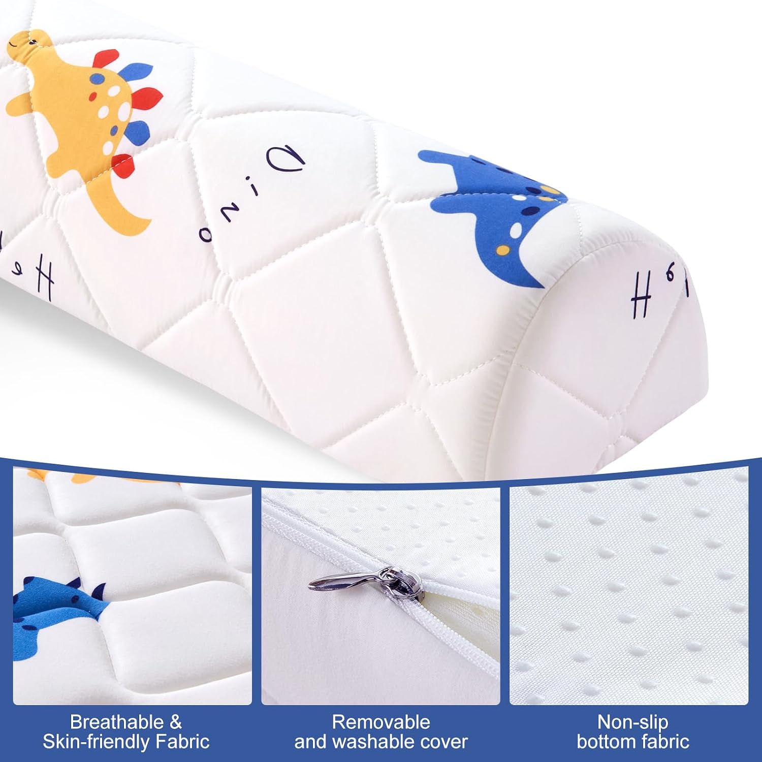 Detalle de Ceekliybear 2-Pack Foam Bed Bumpers for Toddlers, Non-Slip, Dinosaur Cover