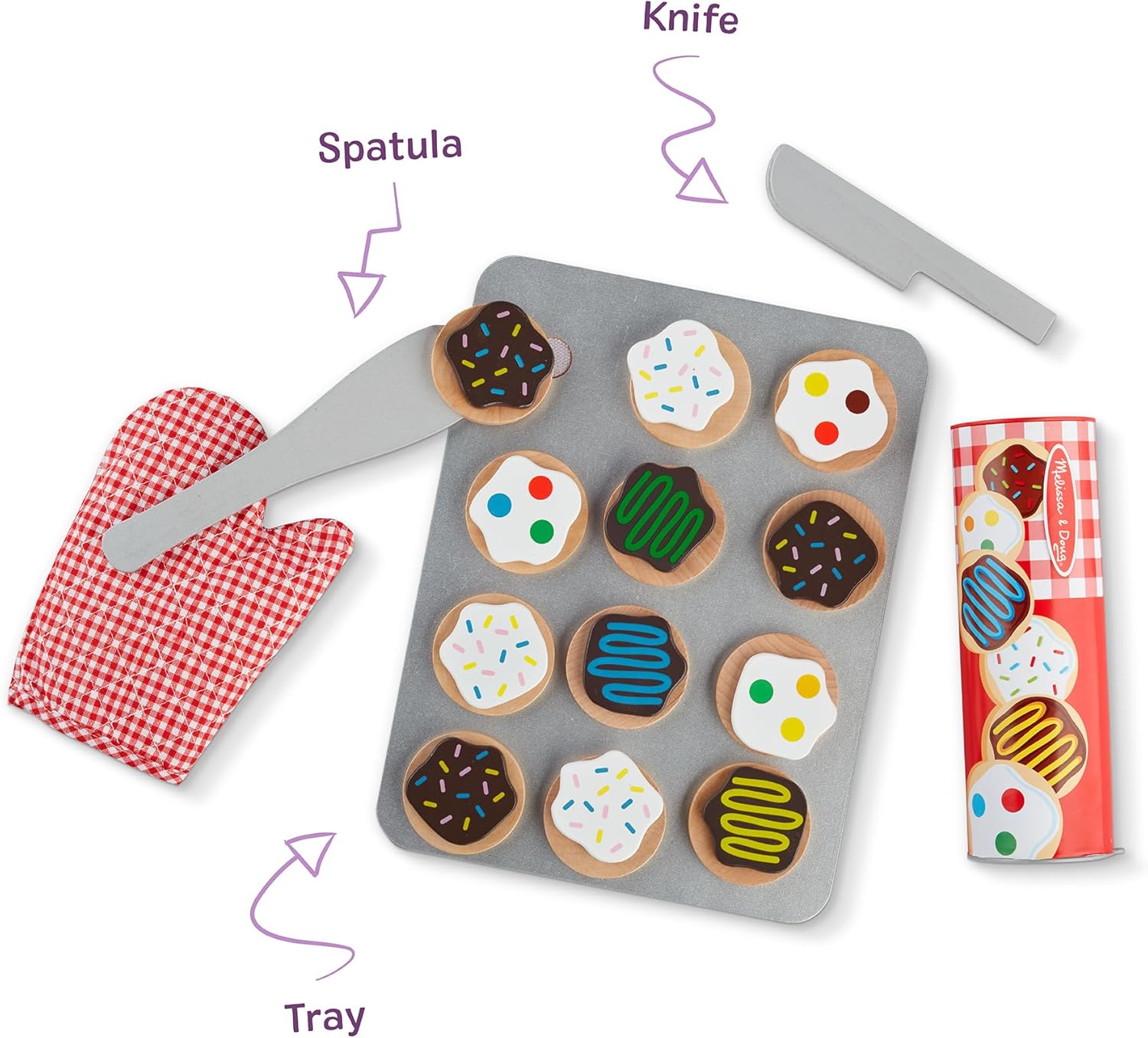 Detalle de Melissa & Doug Keks-Set aus Holz, 30-teilig – Rollenspiel Backspielzeug ab 3 Jahren