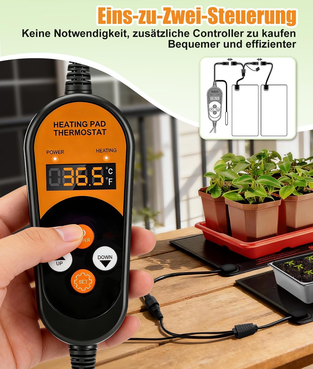 Detalle 2 de WADEO Heizmatte 50W für Anzucht und Gewächshaus 🌱