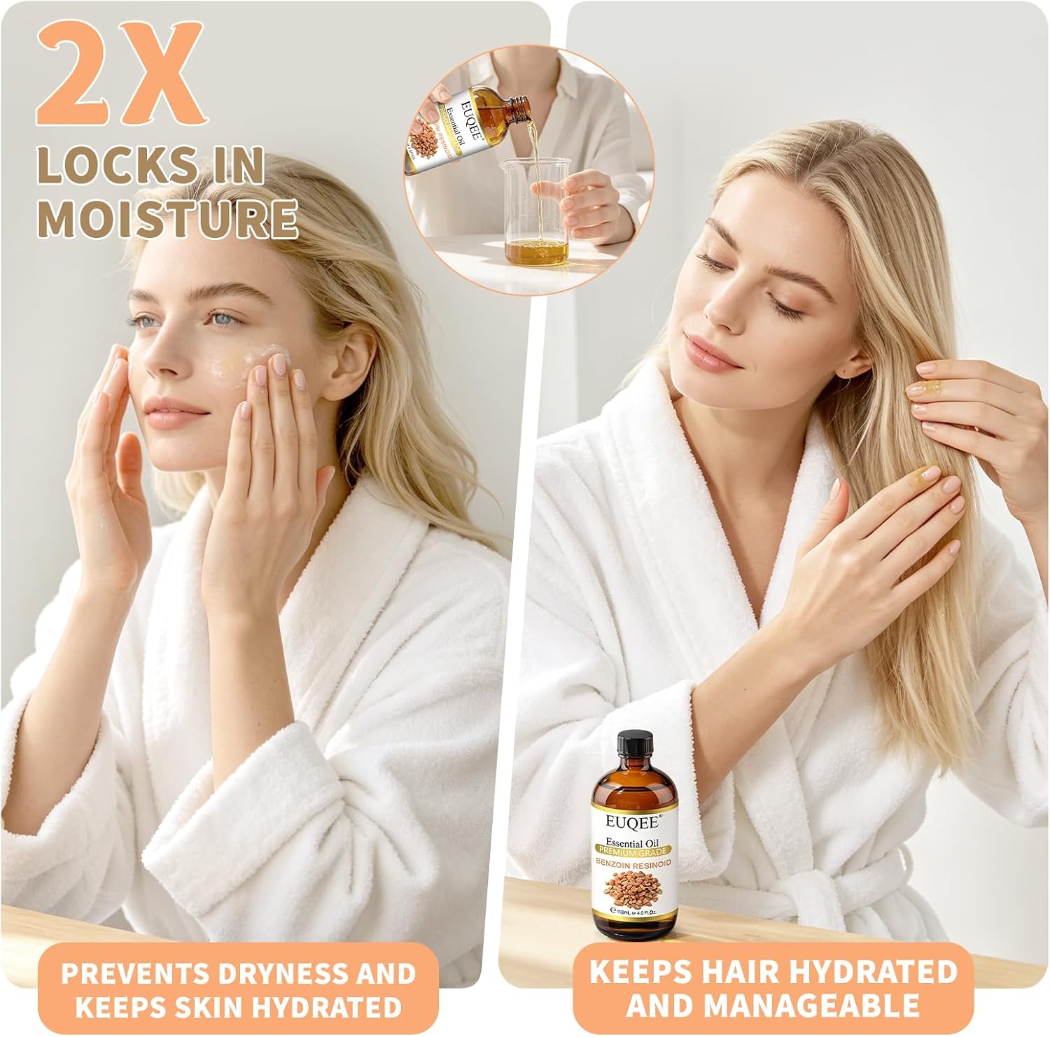 Detalle 1 de EUQEE Benzoin Resinoid Essential Oil, 4.0 Fl Oz Amber Glass Bottle