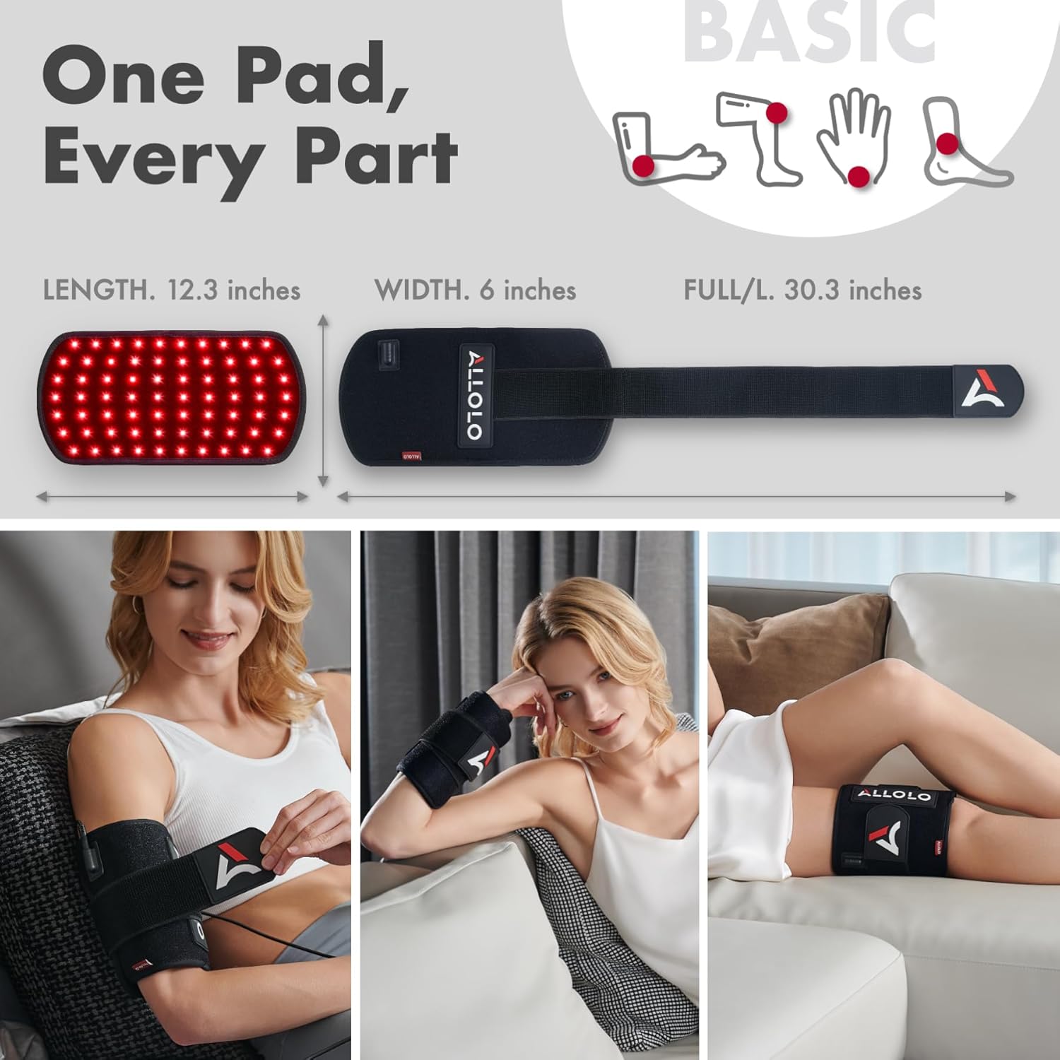 Thumbnail 4 de ALLOLO Red Light Therapy Infrared Light Pad for Body — 660nm Red Light / 850nm Near-Infrared