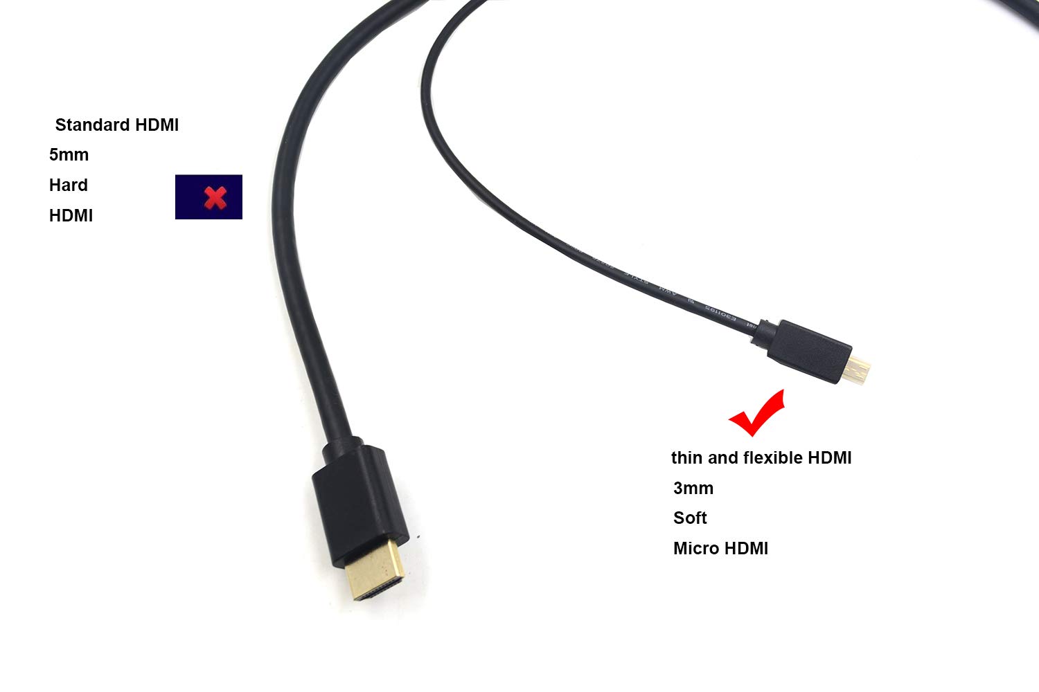 Thumbnail 5 de Duttek HDMI to Micro HDMI Cable — Ultra Slim, Flexible 60cm Micro HDMI to HDMI Lead