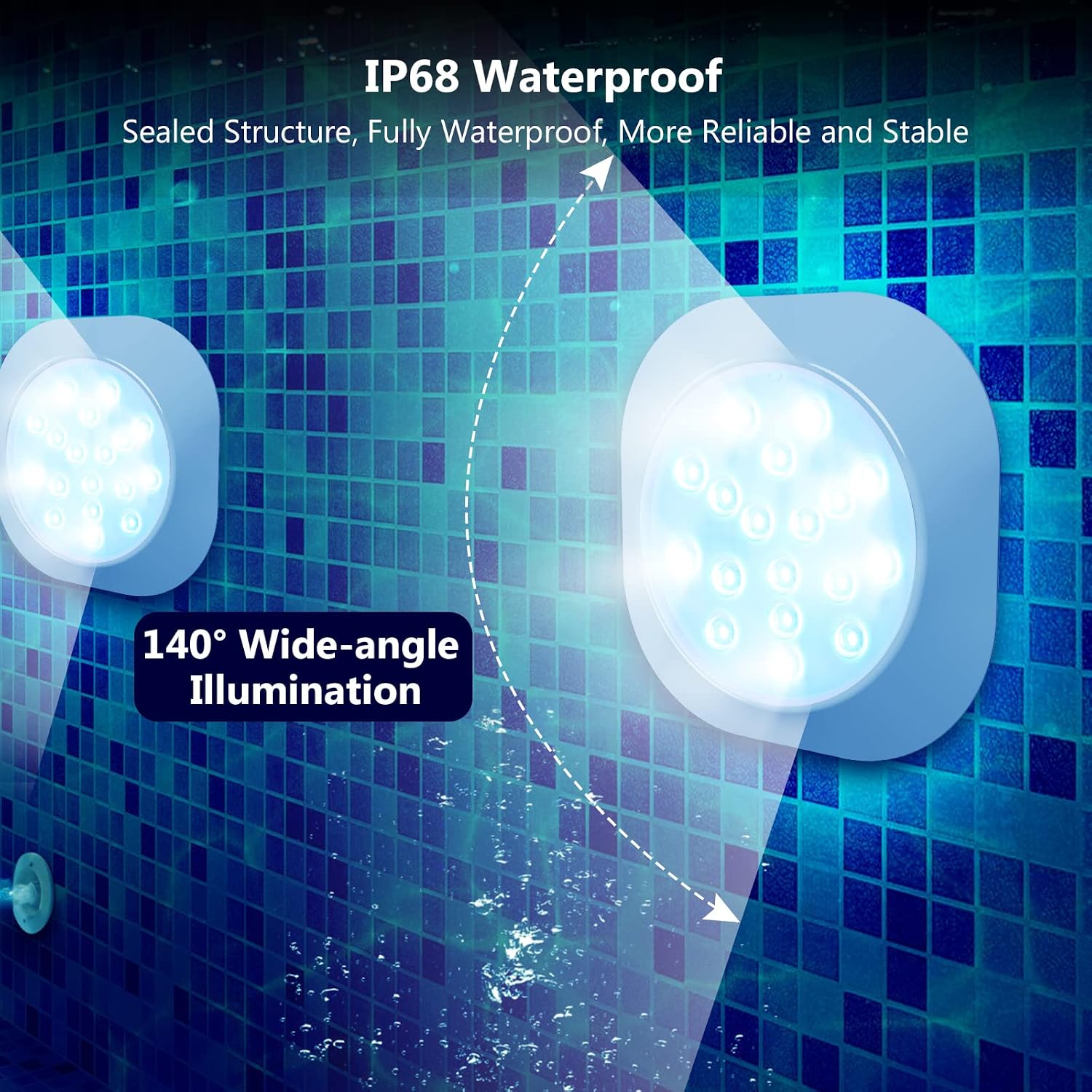Detalle 2 de LyLmLe Faretto LED Ricaricabile per Piscina: luce RGBW magnetica e impermeabile con telecomando