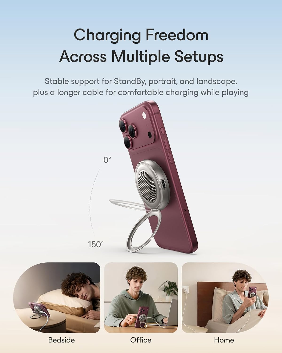 Detalle 1 de ESR 2C589 Cyclone Qi2.2 25W Magnetic Wireless Charger with Adjustable Stand